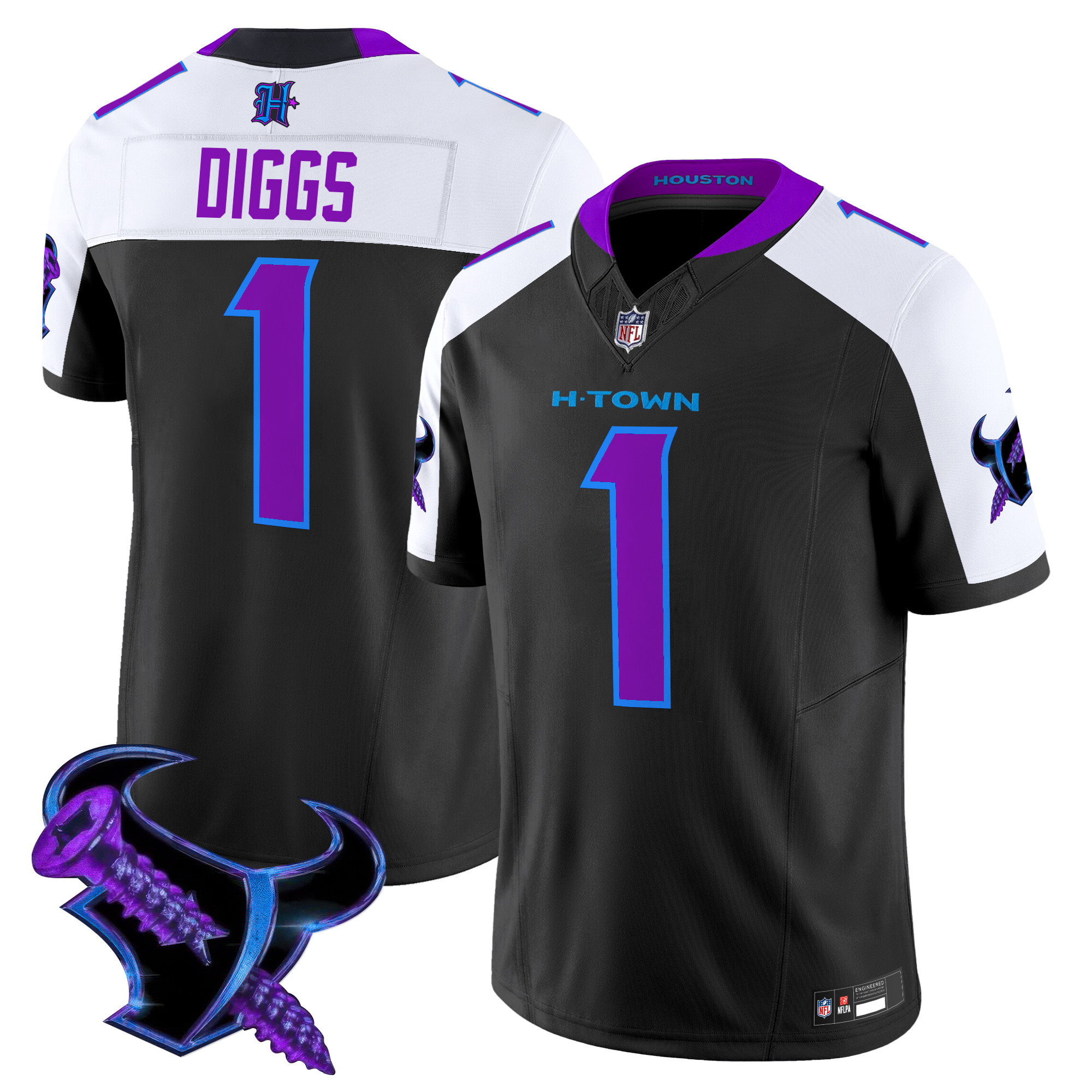 Stefon Diggs Men's Houston Texans 2025 DJ Screw Vapor Limited Black Alternate Jersey - All Stitched