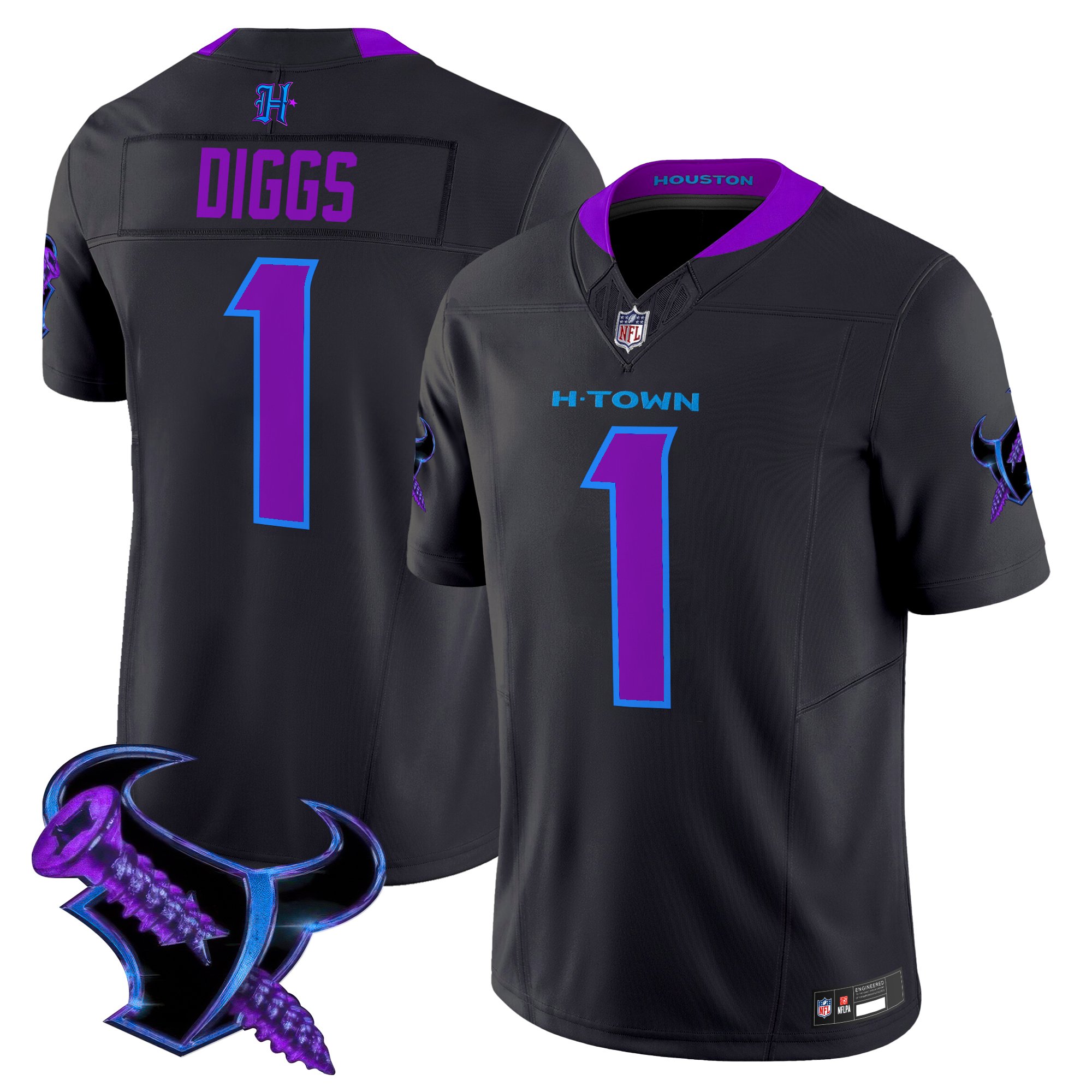 Stefon Diggs Men's Houston Texans 2025 DJ Screw Vapor Limited Navy Jersey - All Stitched