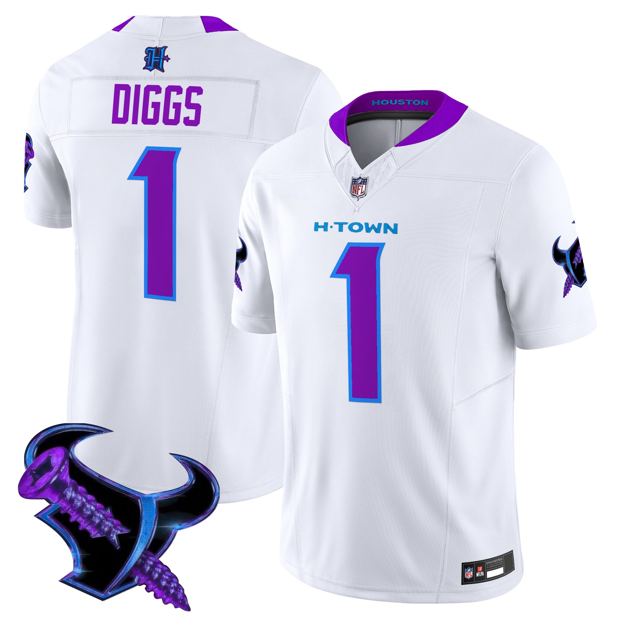 Stefon Diggs Men's Houston Texans 2025 DJ Screw Vapor Limited White Jersey - All Stitched
