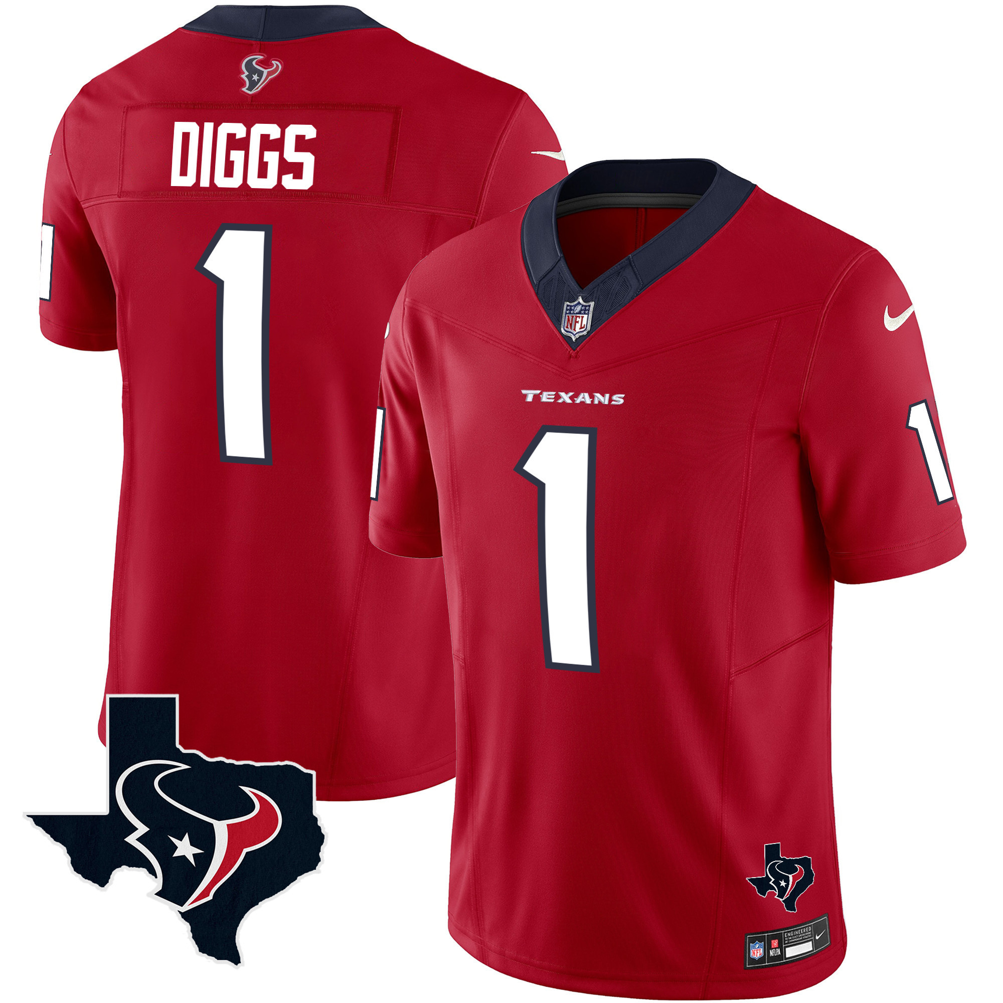 Stefon Diggs Men's Houston Texans Vapor Limited Red Jersey - All Stitched