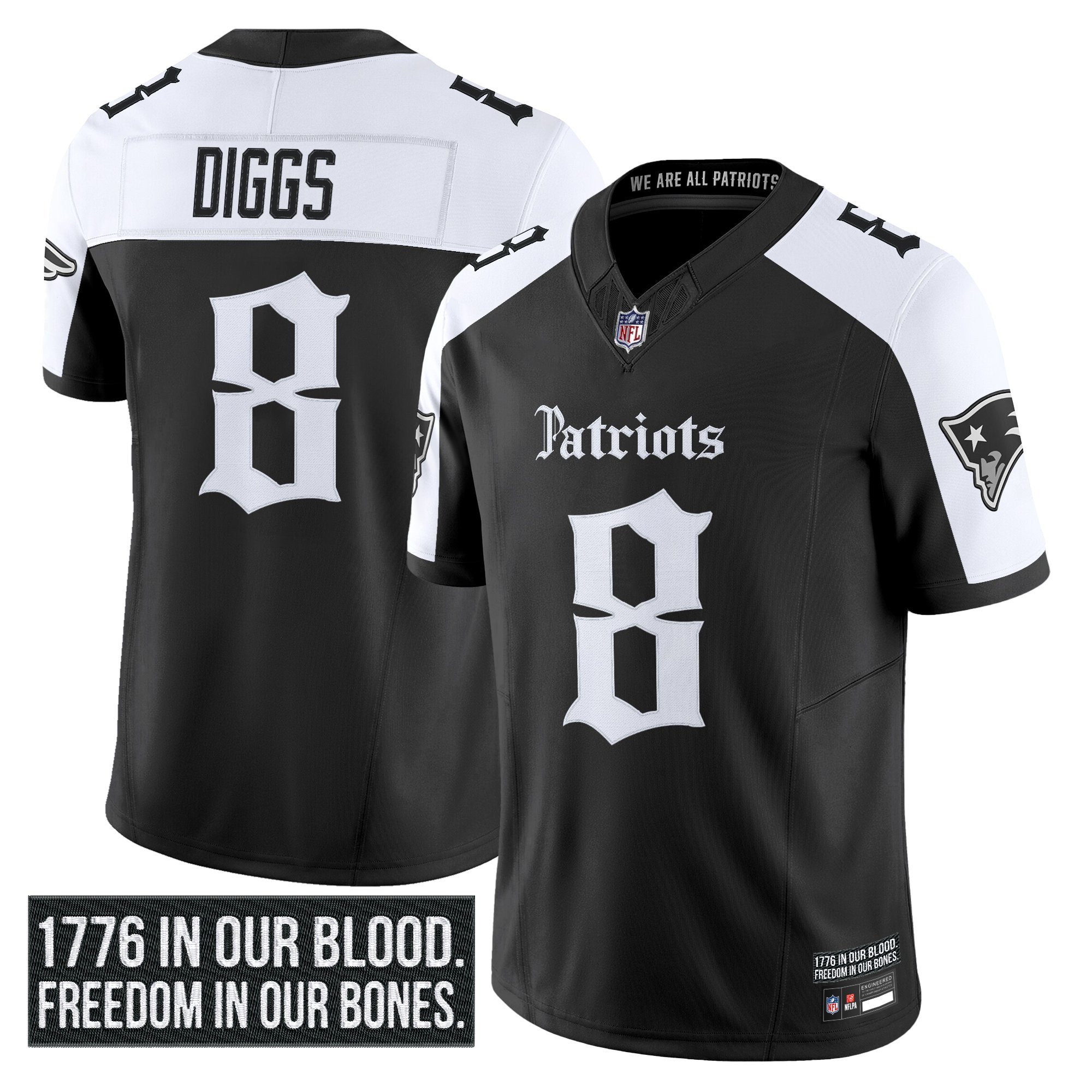 Stefon Diggs Men's New England Patriots 'Gothic Revolution Edition' Vapor Limited Alternate Jersey - All Stitched