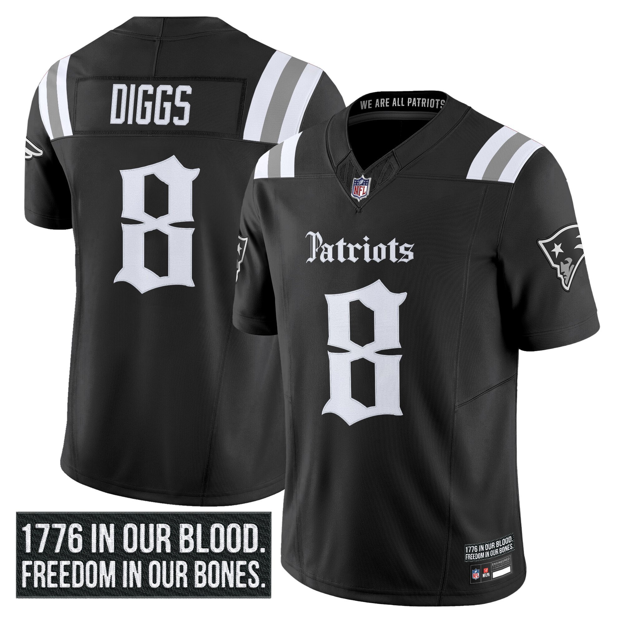 Stefon Diggs Men's New England Patriots 'Gothic Revolution Edition' Vapor Limited Black Jersey - All Stitched
