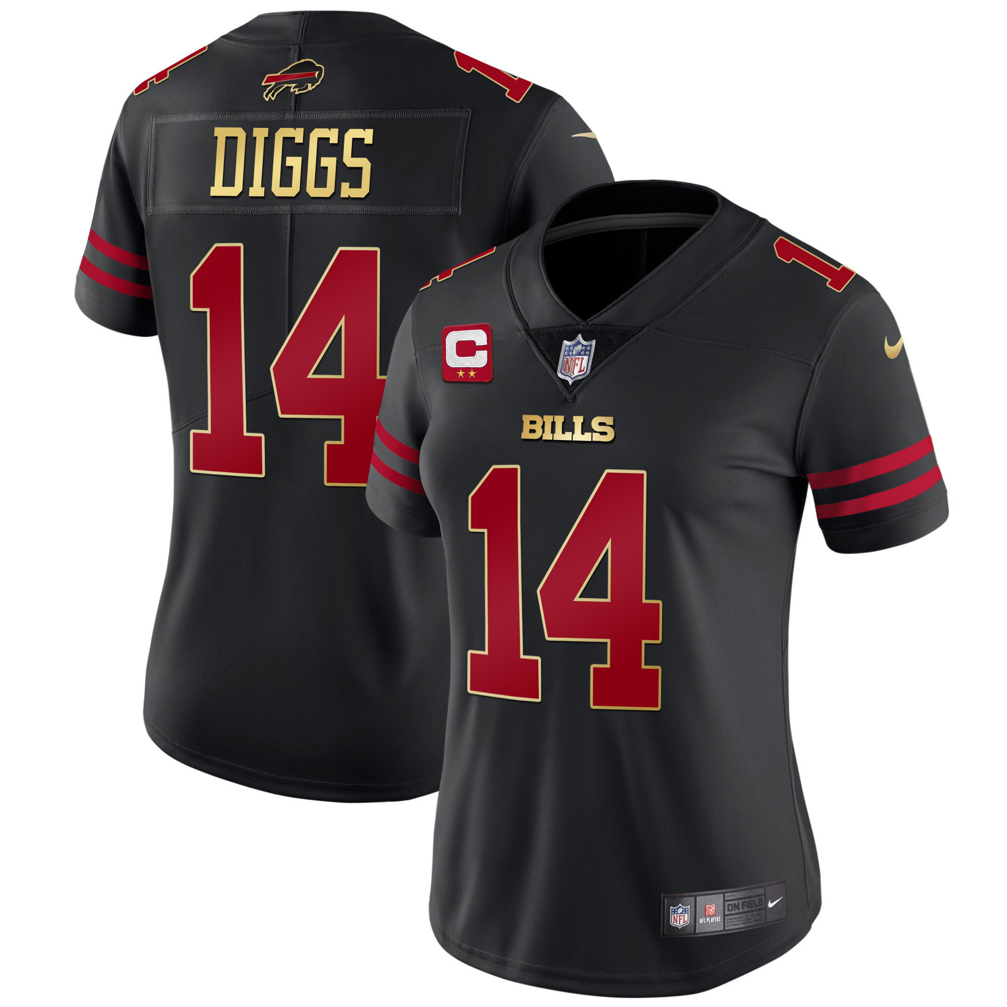 Stefon Diggs Women's Buffalo Bills Black Red Vapor Black Red Jersey - All Stitched