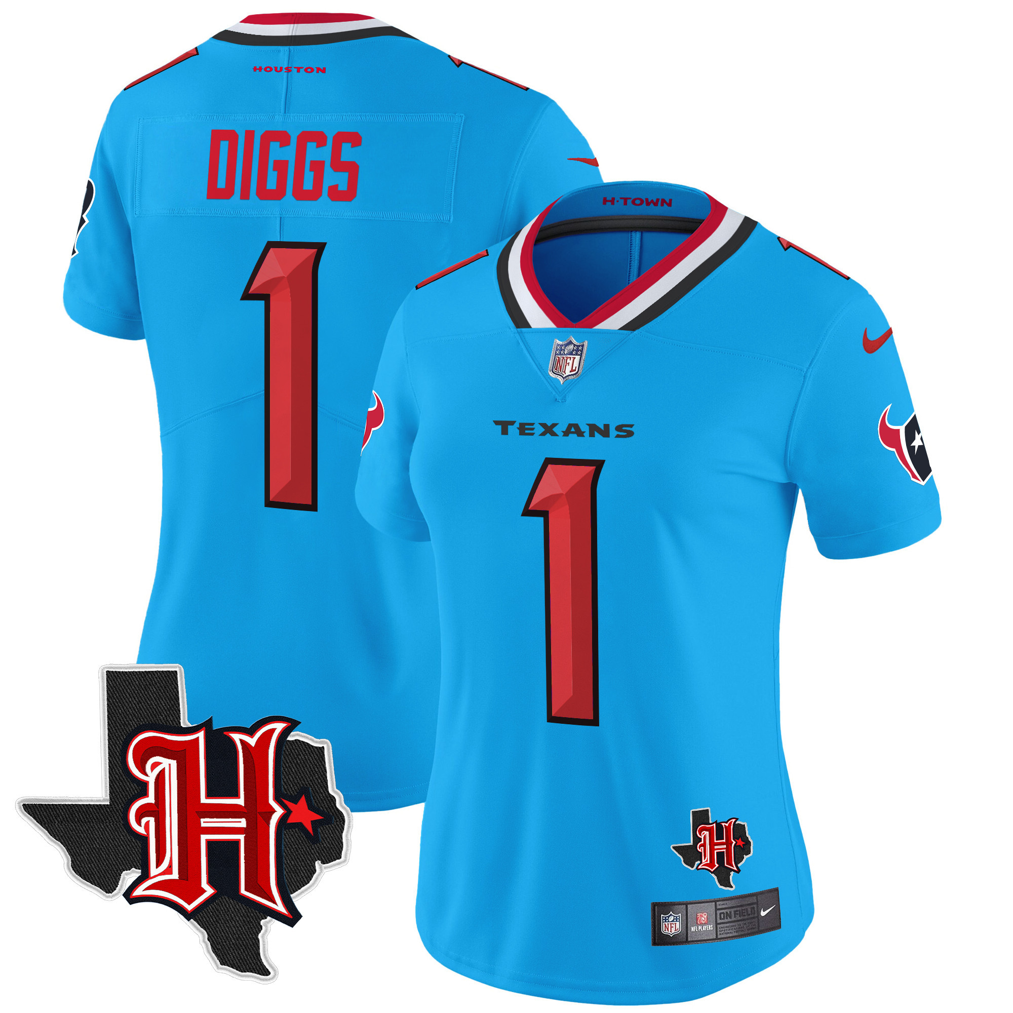 Stefon Diggs Women's Houston Texans 2024 Texas Patch Vapor Limited Blue Jersey - All Stitched