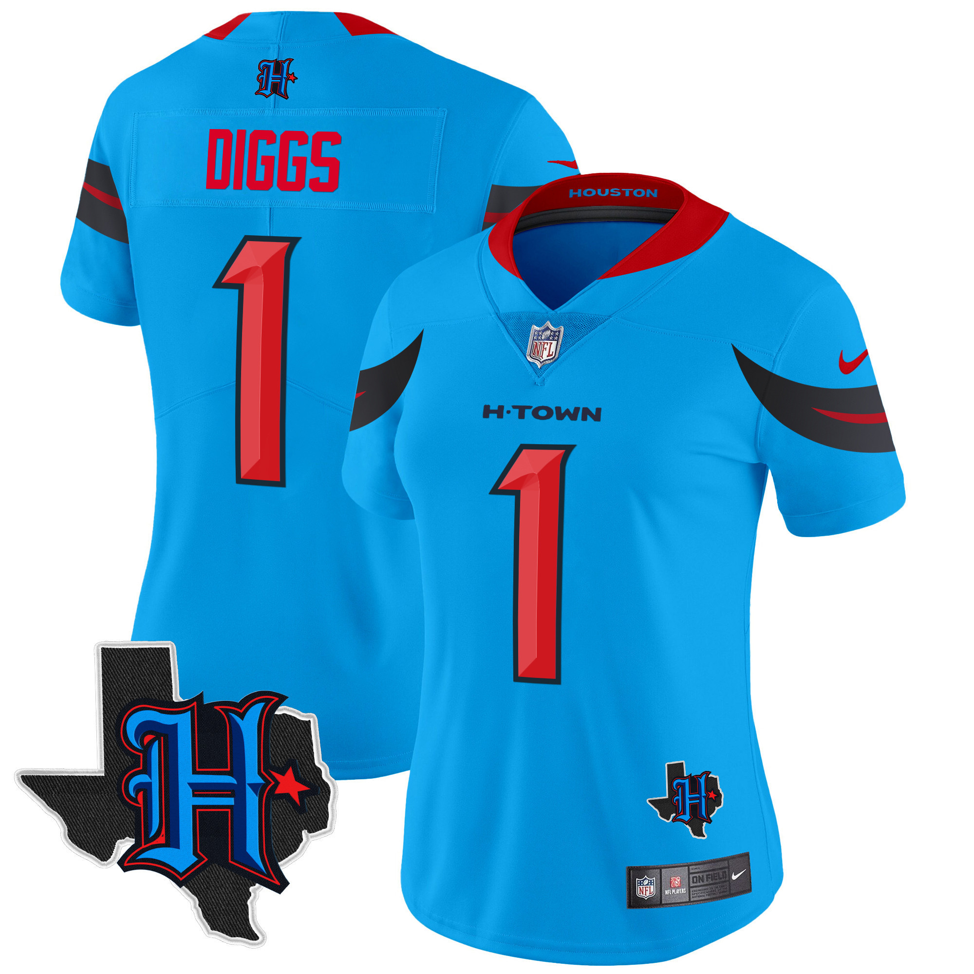 Stefon Diggs Women's Houston Texans 2024 Texas Patch Vapor Limited Blue Jersey - All Stitched