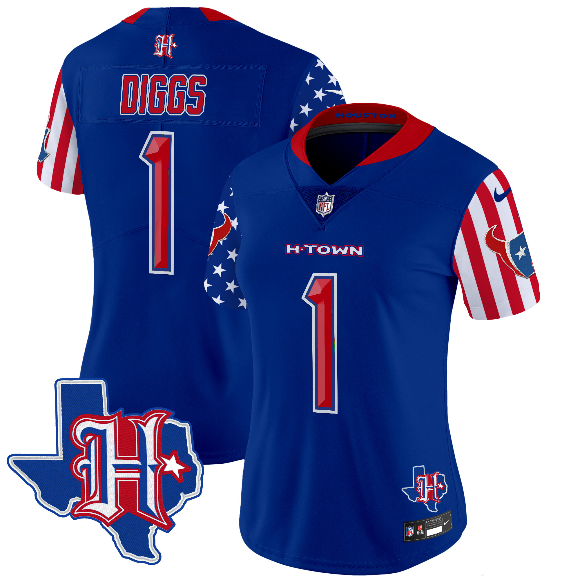 Stefon Diggs Women's Houston Texans American Style Vapor Limited Royal Jersey - All Stitched