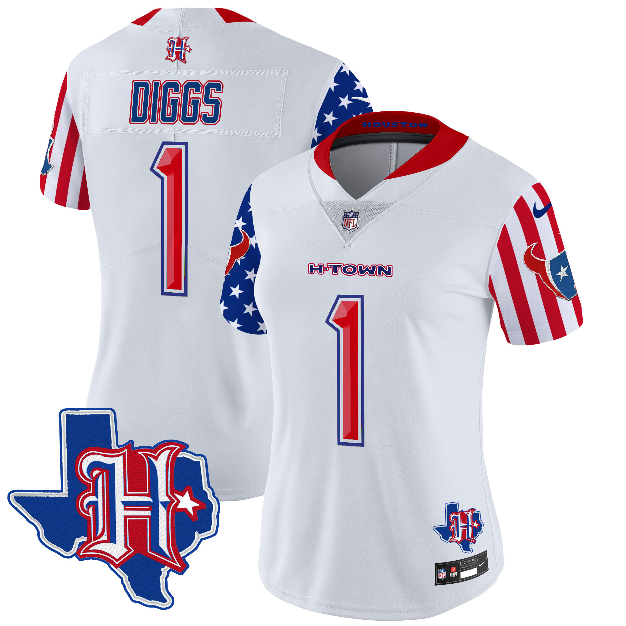 Stefon Diggs Women's Houston Texans American Style Vapor Limited White Jersey - All Stitched