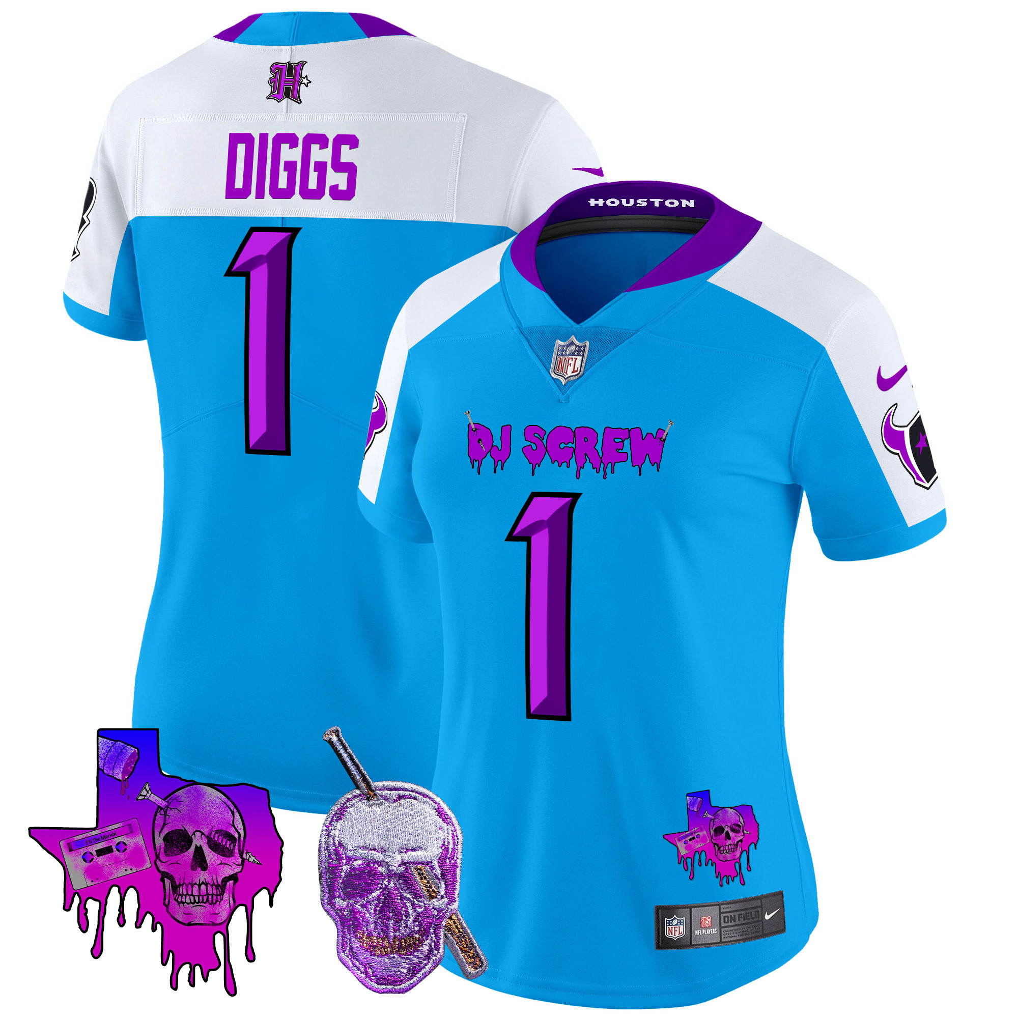 Stefon Diggs Women's Houston Texans DJ Screw Vapor Limited Blue Alternate Jersey - All Stitched