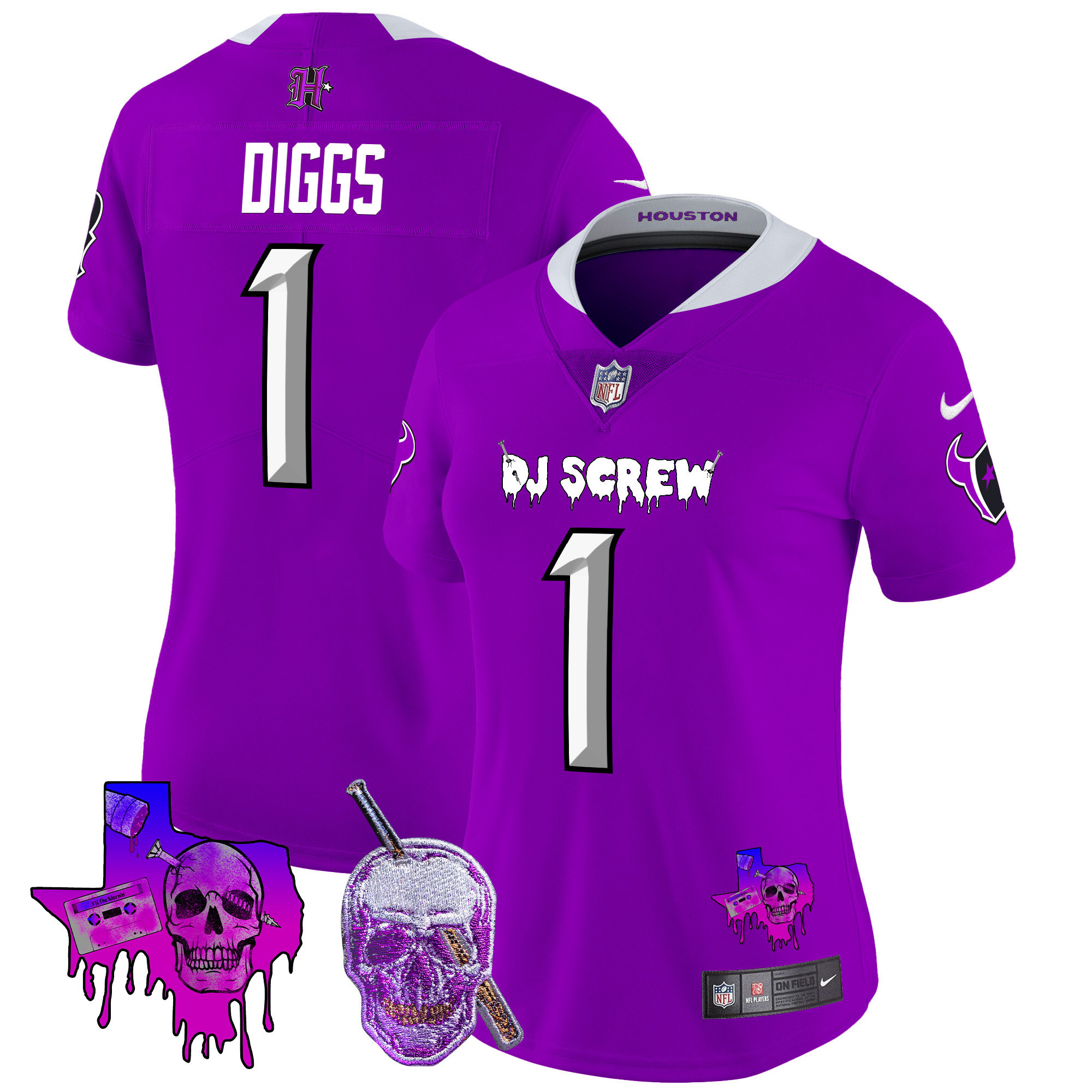 Stefon Diggs Women's Houston Texans DJ Screw Vapor Limited Purple Jersey - All Stitched