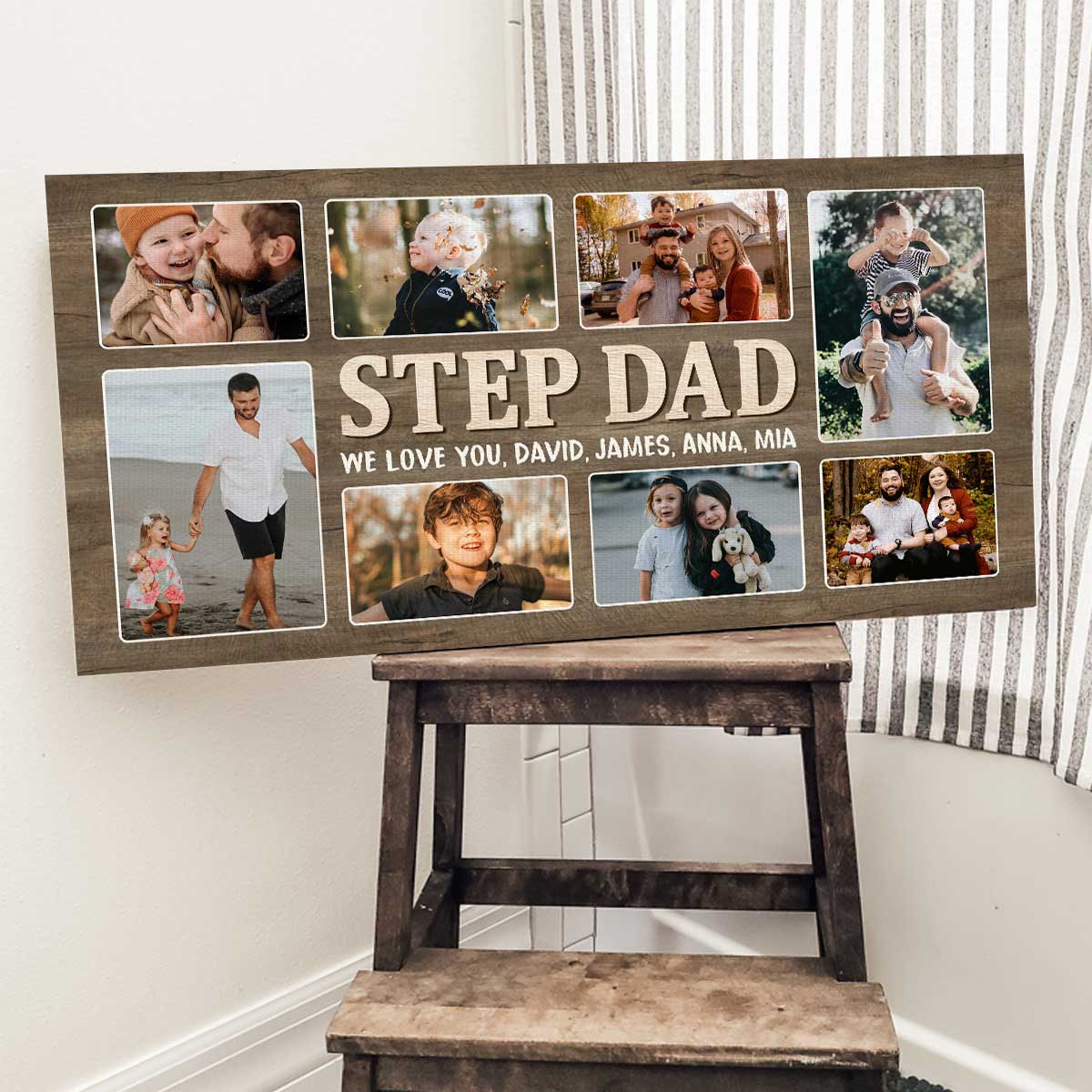 Step Dad FatherÃ¢â‚¬â„¢s Day Gifts, Personalized Step Dad Canvas, Step Dad Photo Gift, Stepped Up Dad Gift From Son Daughter