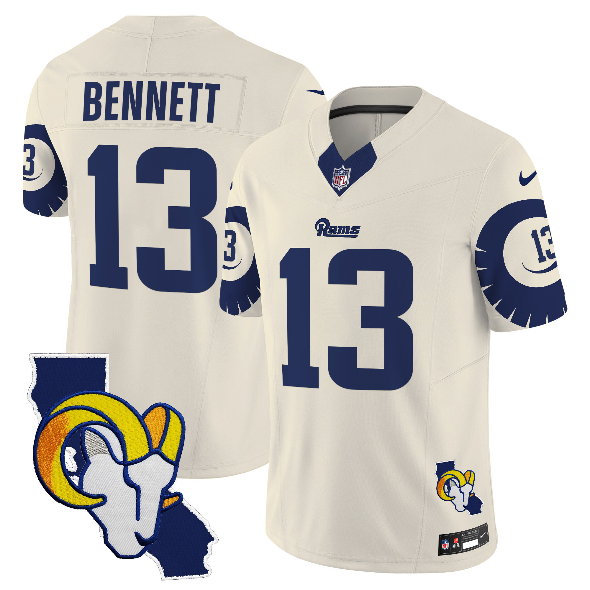 Stetson Bennett Men's Los Angeles Rams Special Vapor Limited Bone Jersey - All Stitched