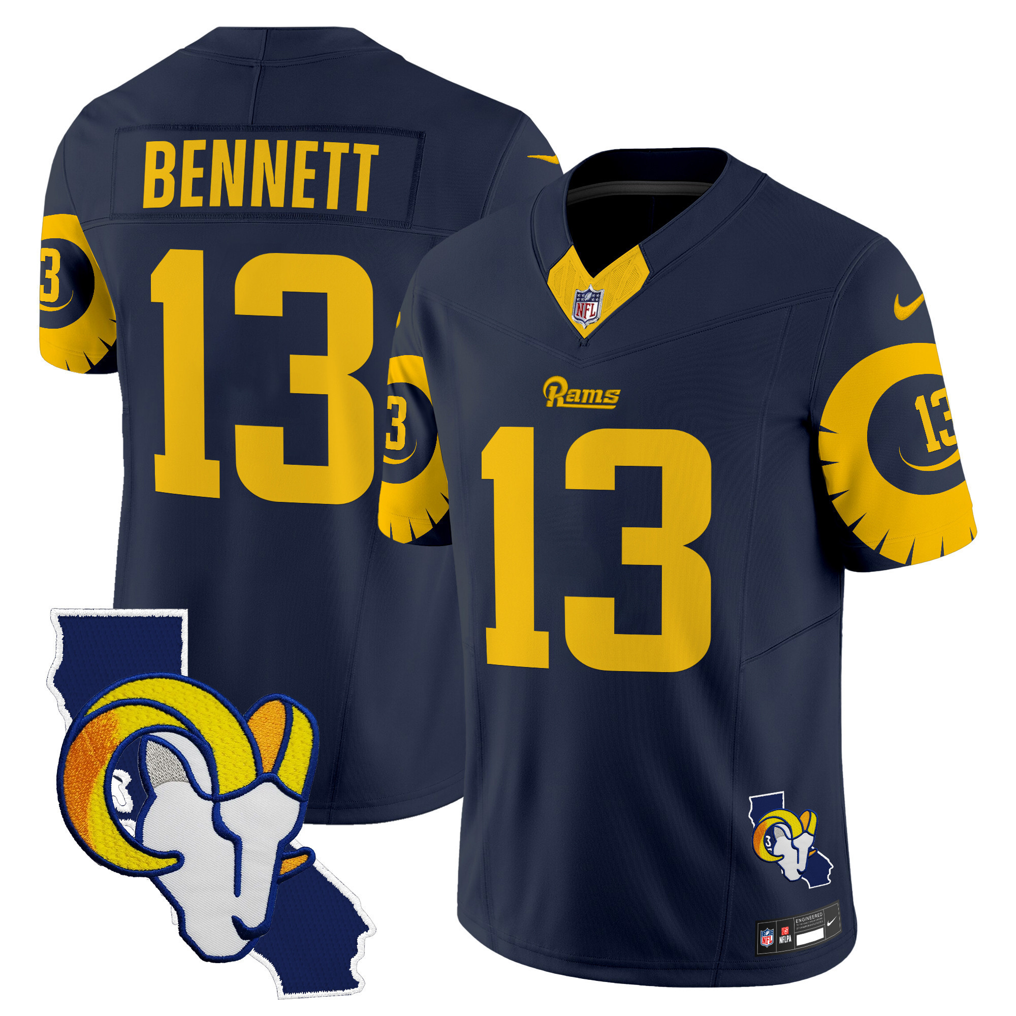 Stetson Bennett Men's Los Angeles Rams Special Vapor Limited Navy Jersey - All Stitched