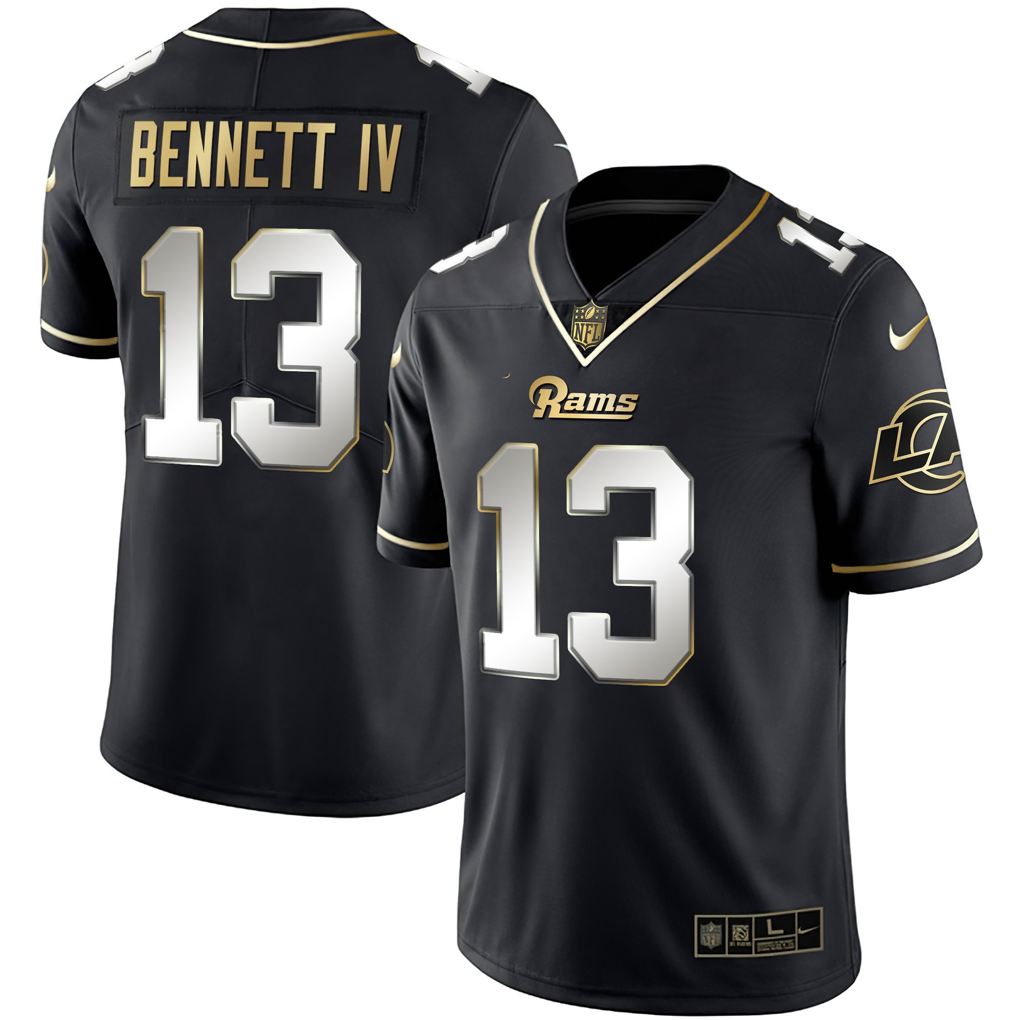 Stetson Bennett Men's Los Angeles Rams White Gold & Black Gold Black Limited Jersey - All Stitched