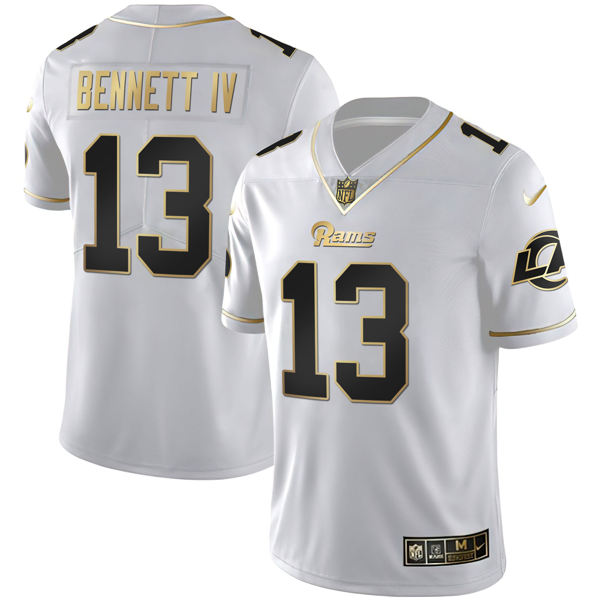 Stetson Bennett Men's Los Angeles Rams White Gold & Black Gold White Gold Jersey - All Stitched