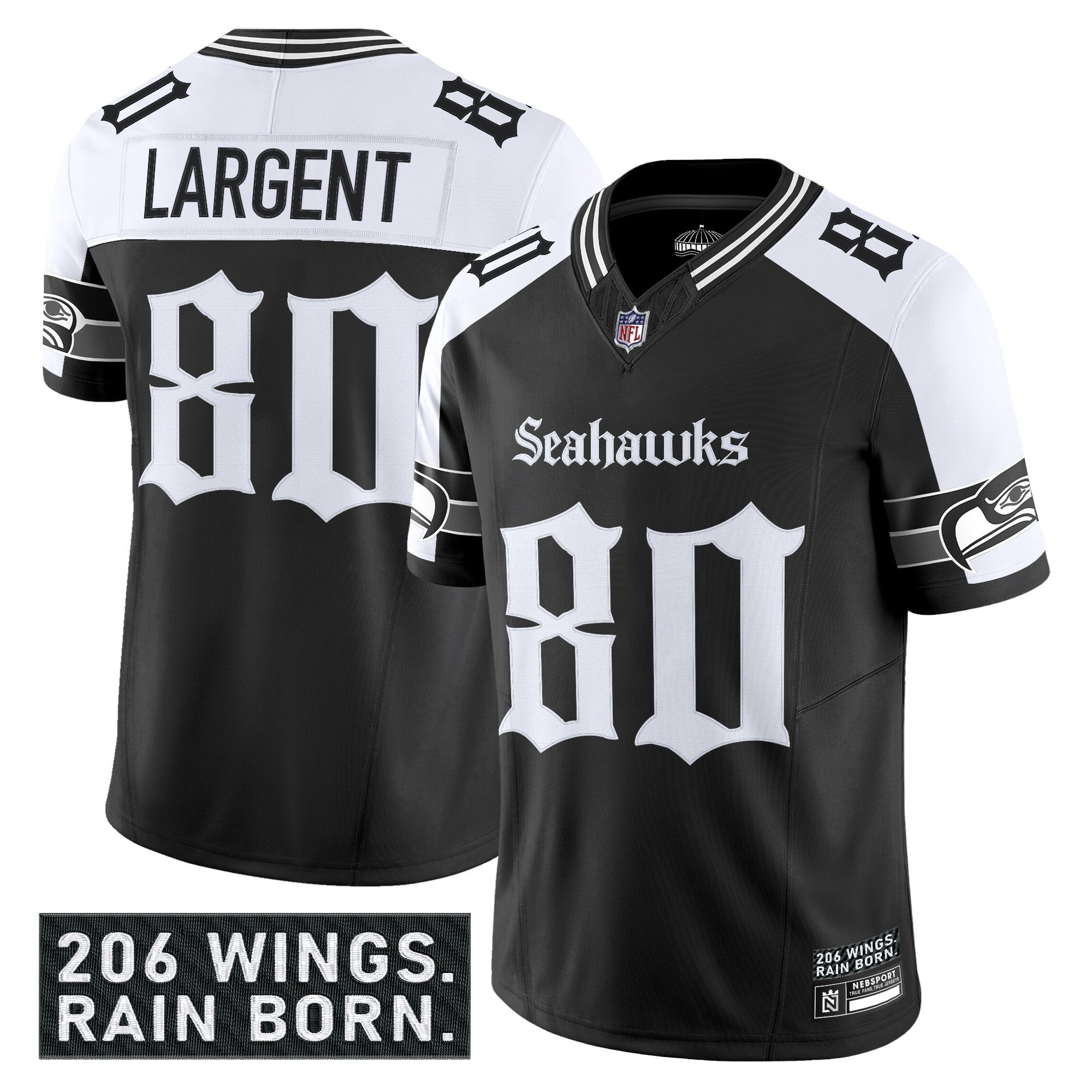 Steve Largent Men's Seattle Seahawks 'Gothic Rain City Shadows Edition' Vapor Limited Alternate Jersey - All Stitched