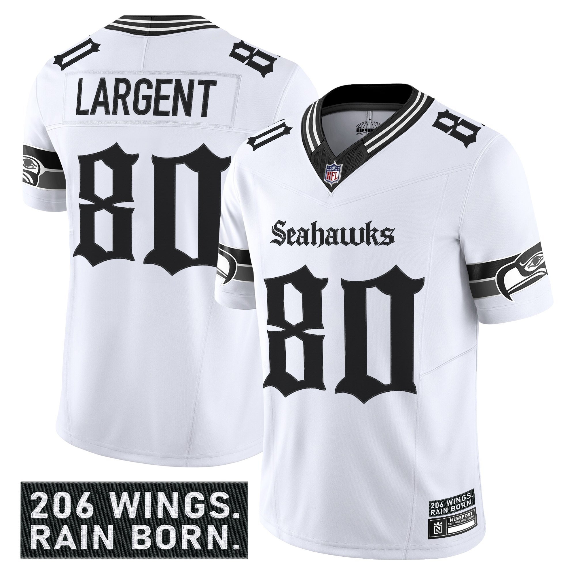 Steve Largent Men's Seattle Seahawks 'Gothic Rain City Shadows Edition' Vapor Limited White Jersey - All Stitched