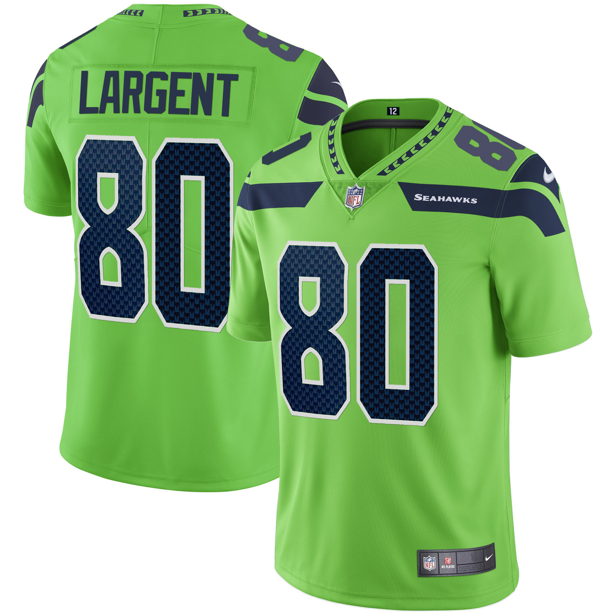 Steve Largent Men's Seattle Seahawks Vapor Green Jersey - All Stitched