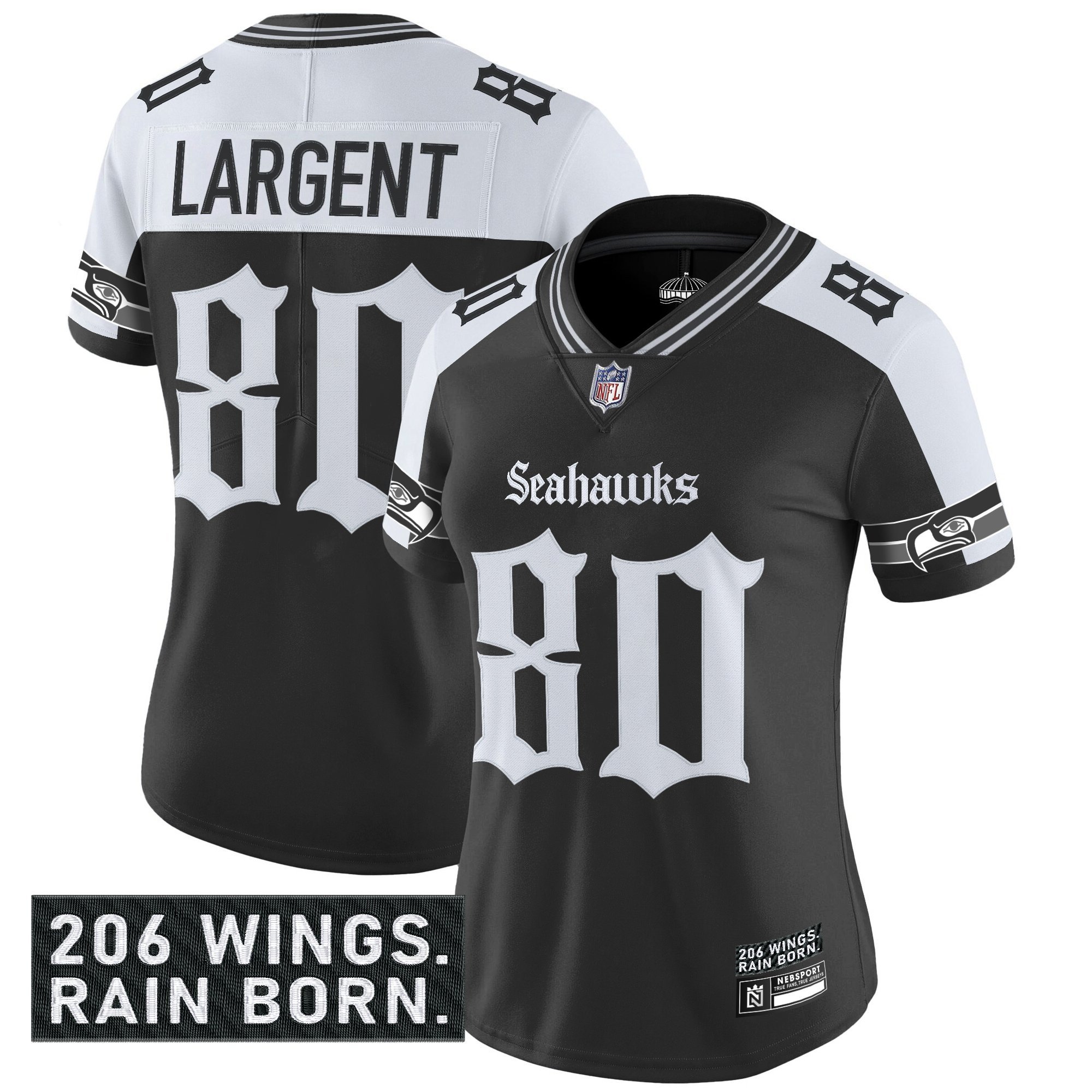 Steve Largent Women's Seattle Seahawks 'Gothic Rain City Shadows Edition' Vapor Limited Alternate Jersey - All Stitched