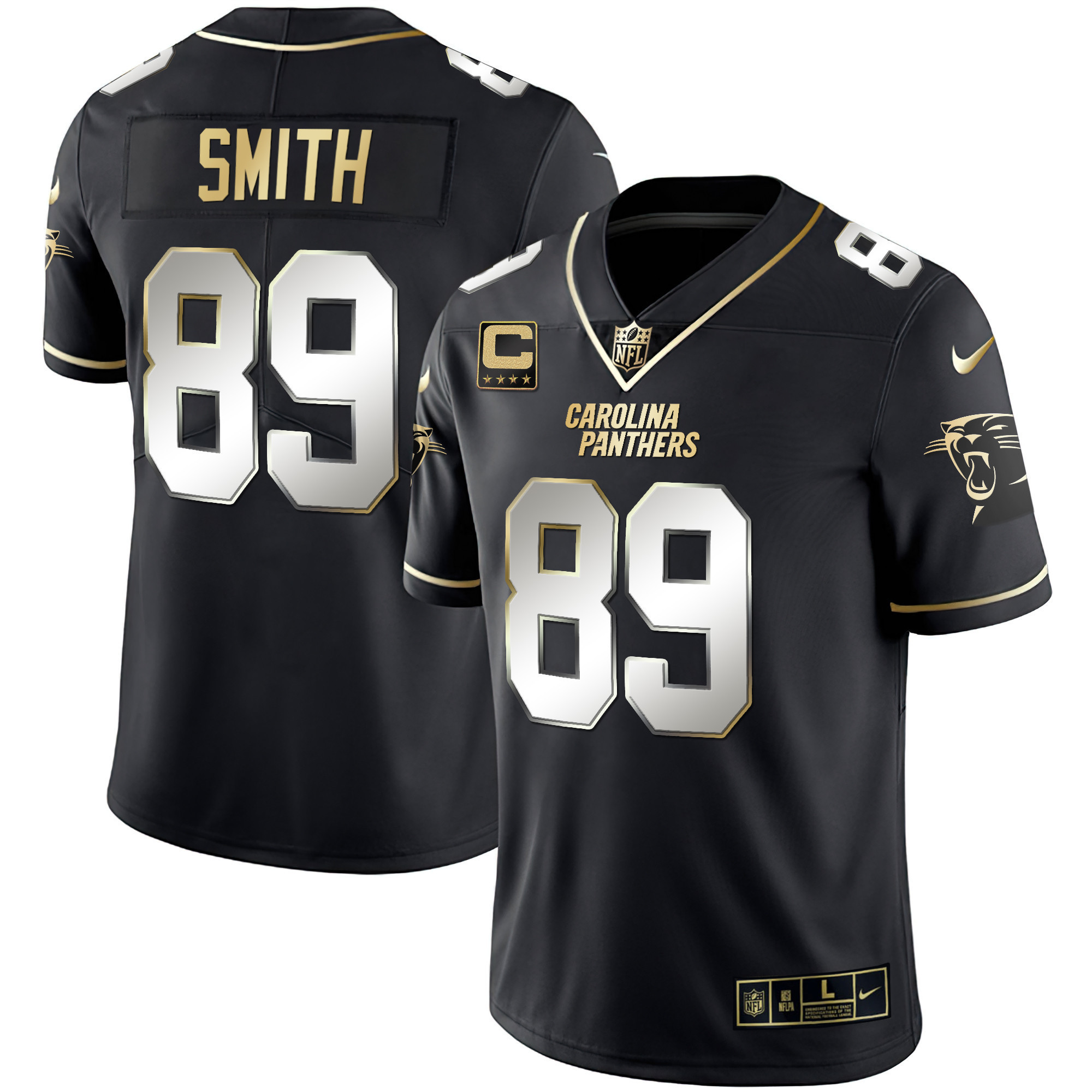 Steve Smith Men's Carolina Panthers Black Gold & White Gold Vapor Limited Black Limited Jersey - All Stitched