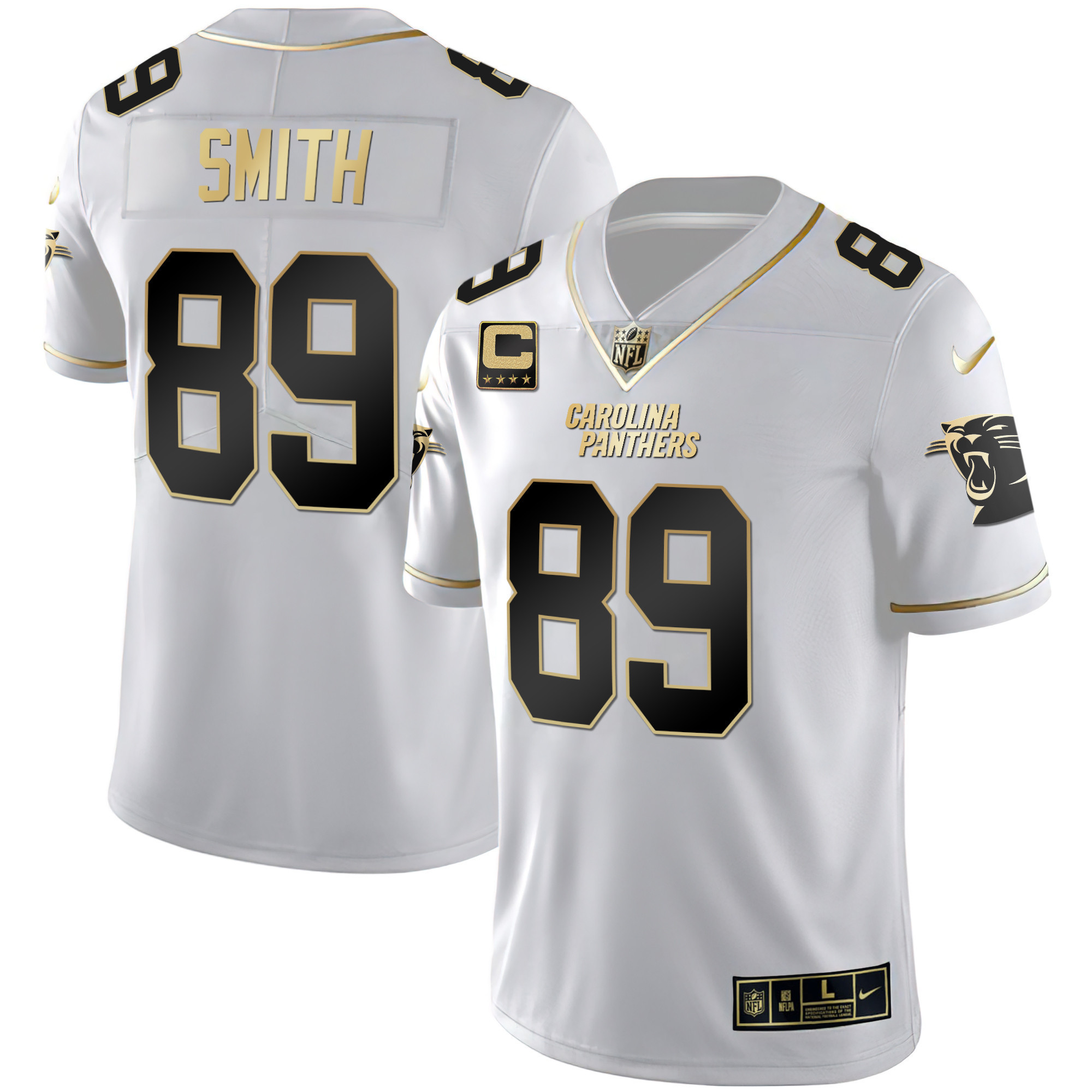 Steve Smith Men's Carolina Panthers Black Gold & White Gold Vapor Limited White Gold Jersey - All Stitched