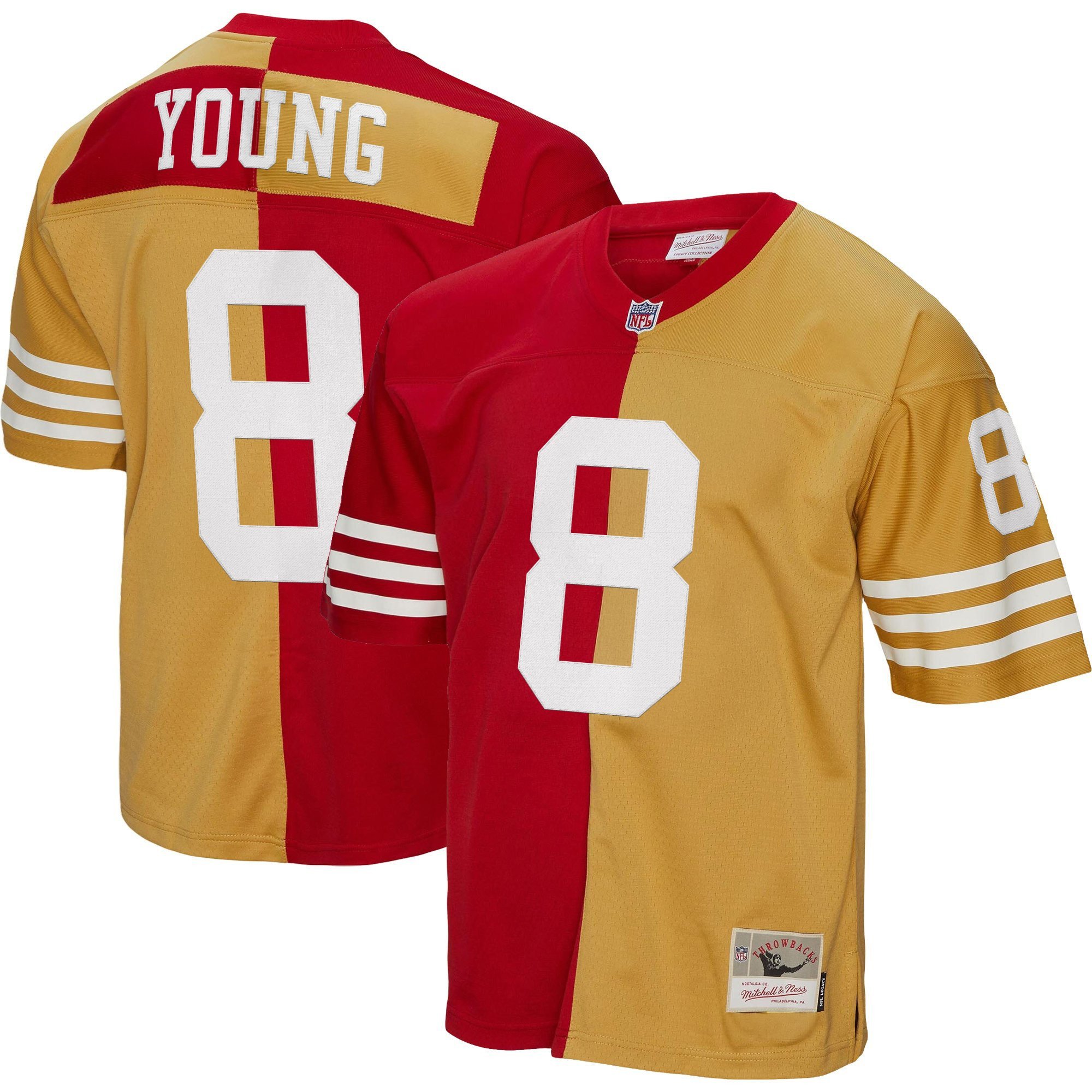 Steve Young Men's San Francisco 49ers Throwback Player Split Legacy Jersey - All Stitched