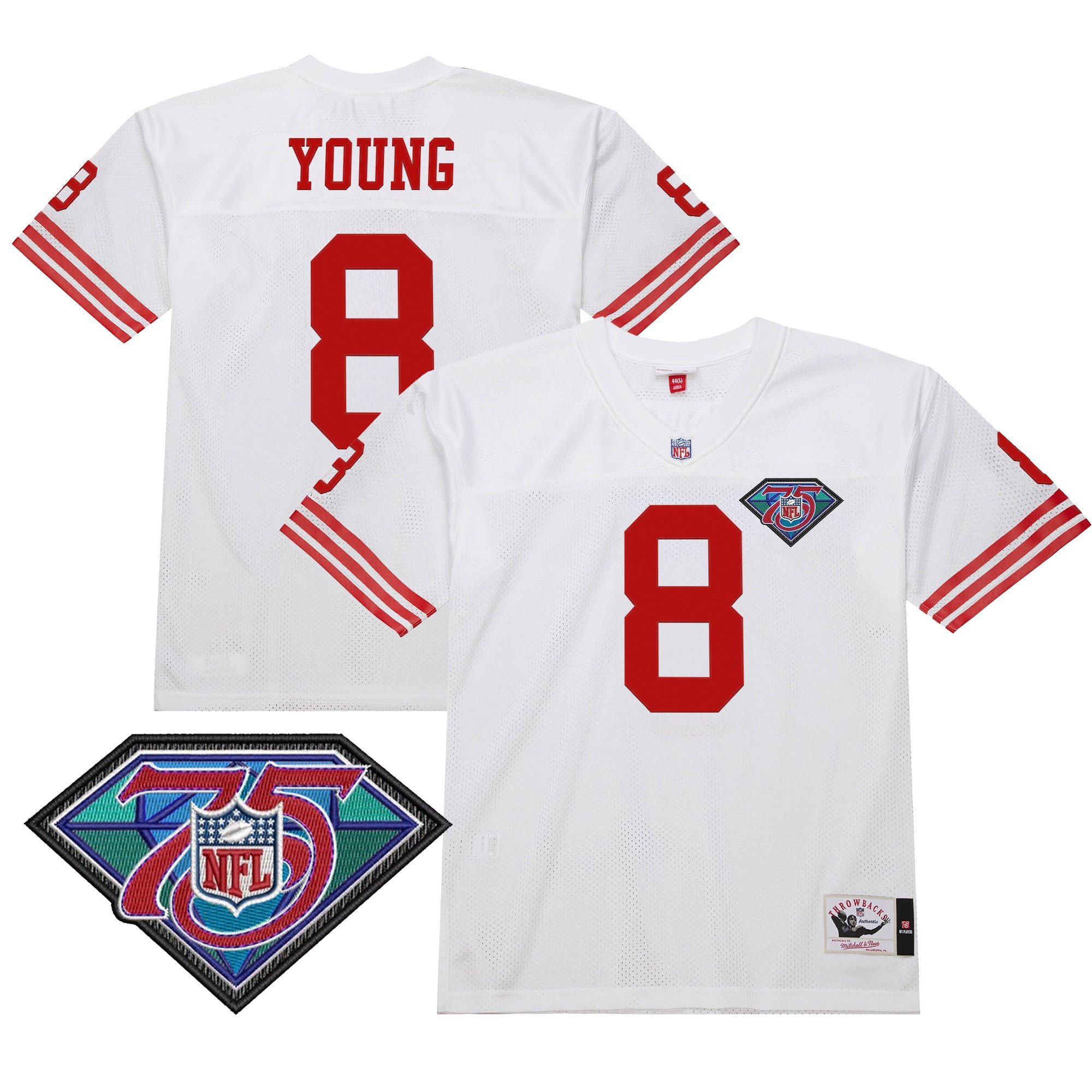 Steve Young Men's San Francisco 49ers Throwback Player White Retired Jersey - All Stitched