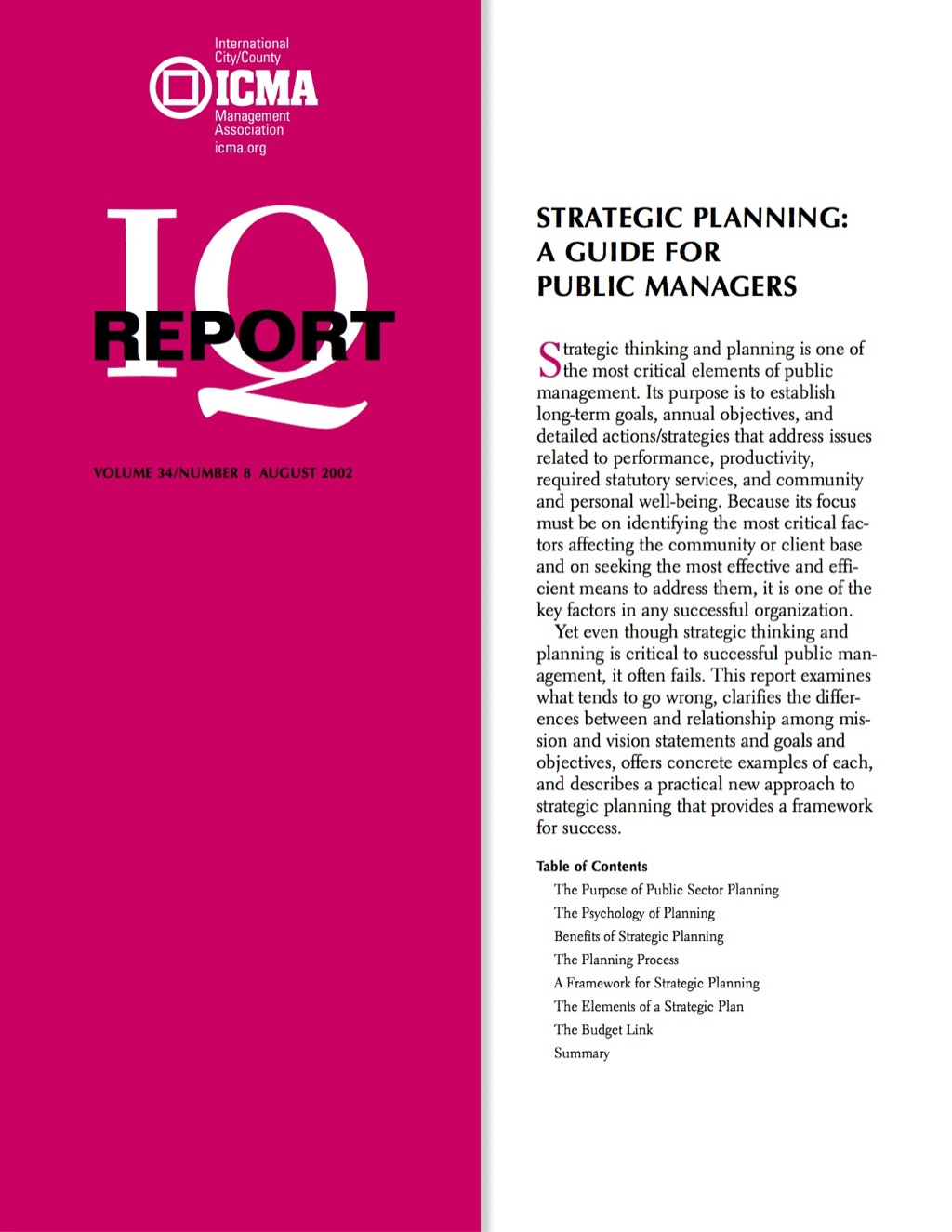 Strategic Planning: A Guide for Public Managers - (PDF/EPUB Version)