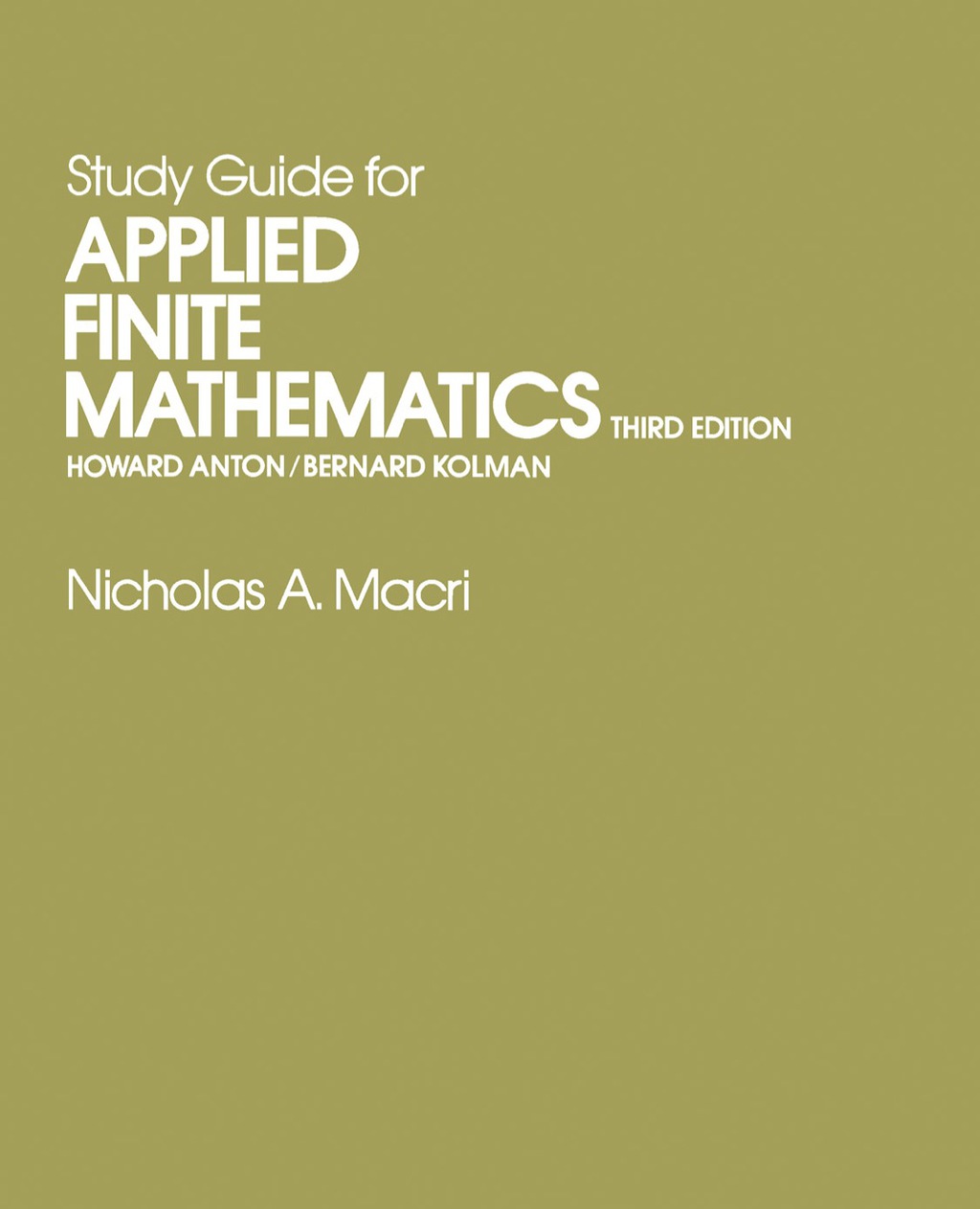 Study Guide for Applied Finite Mathematics 3rd Edition - (PDF/EPUB Version)