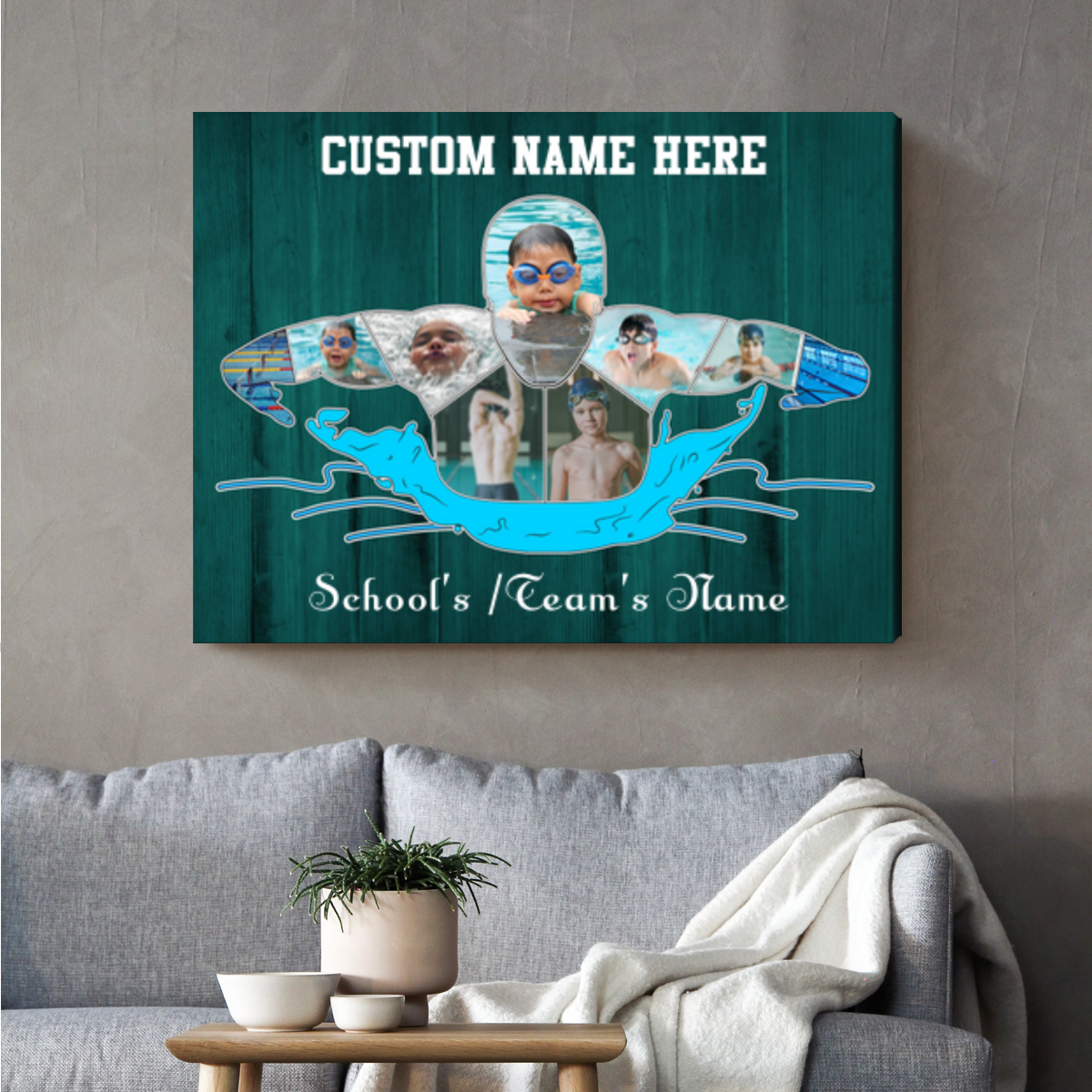 Swimming Sport Photo Collage Canvas, Personalized Gift For Swimmer, Swimmer Photo Gift, Swimming Senior Night Gifts, Swimming Coach Gift