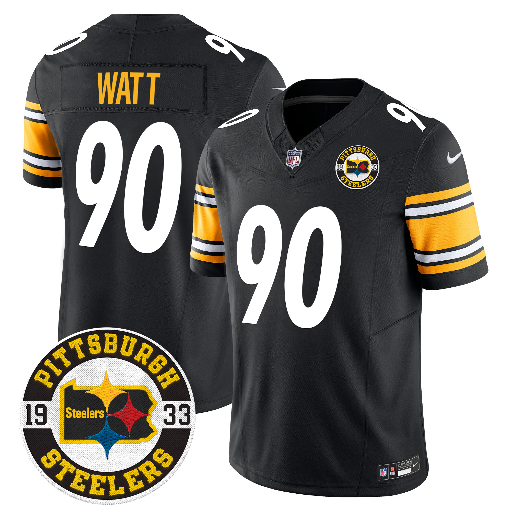 T. J. Watt Men's Pittsburgh Steelers 2024 Vapor Limited Black Jersey - All Stitched