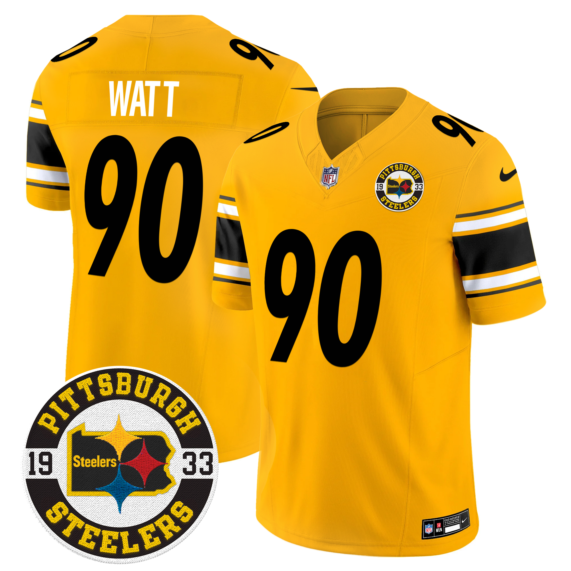 T. J. Watt Men's Pittsburgh Steelers 2024 Vapor Limited Gold Jersey - All Stitched
