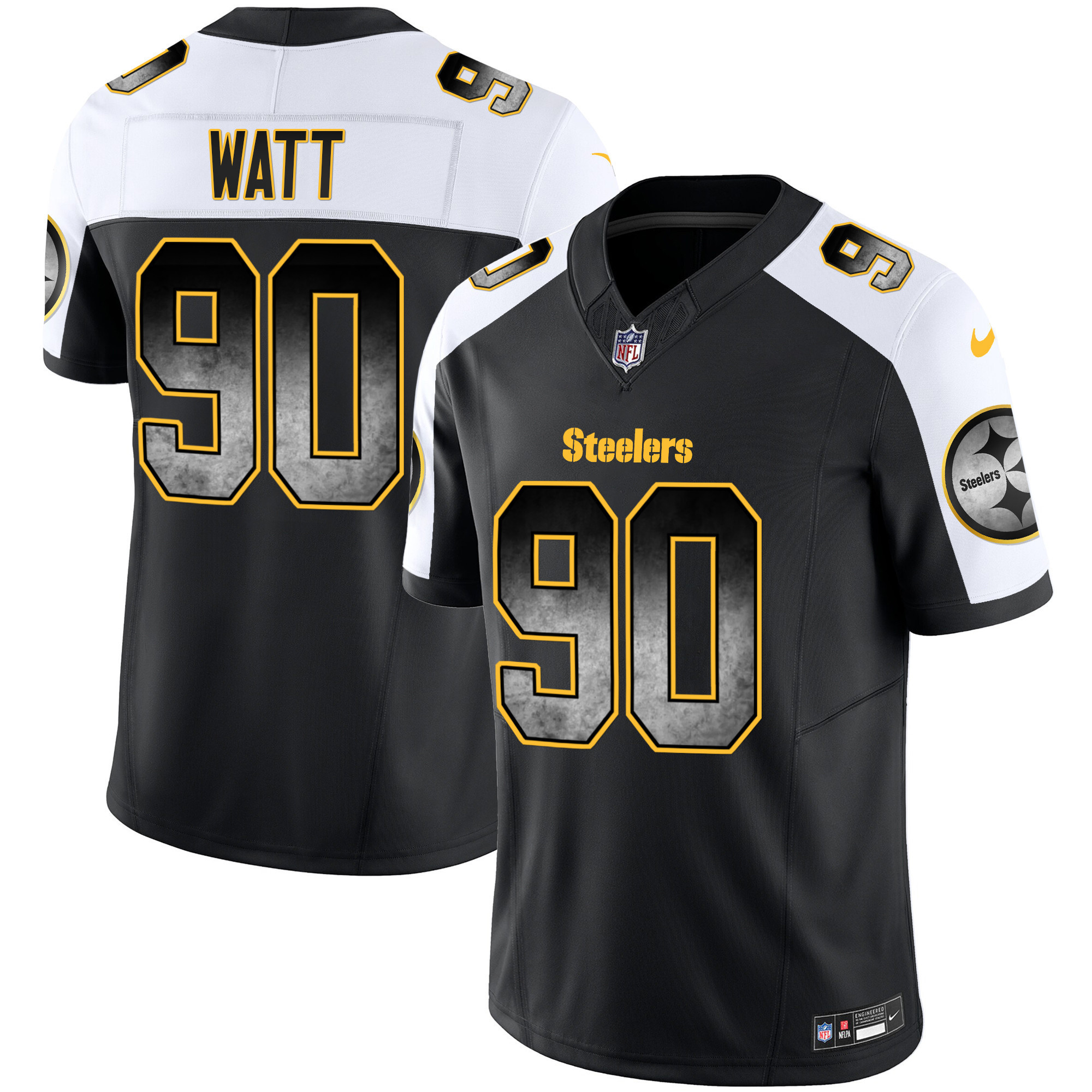 T. J. Watt Men's Pittsburgh Steelers Arch Smoke Vapor Alternate Jersey - All Stitched