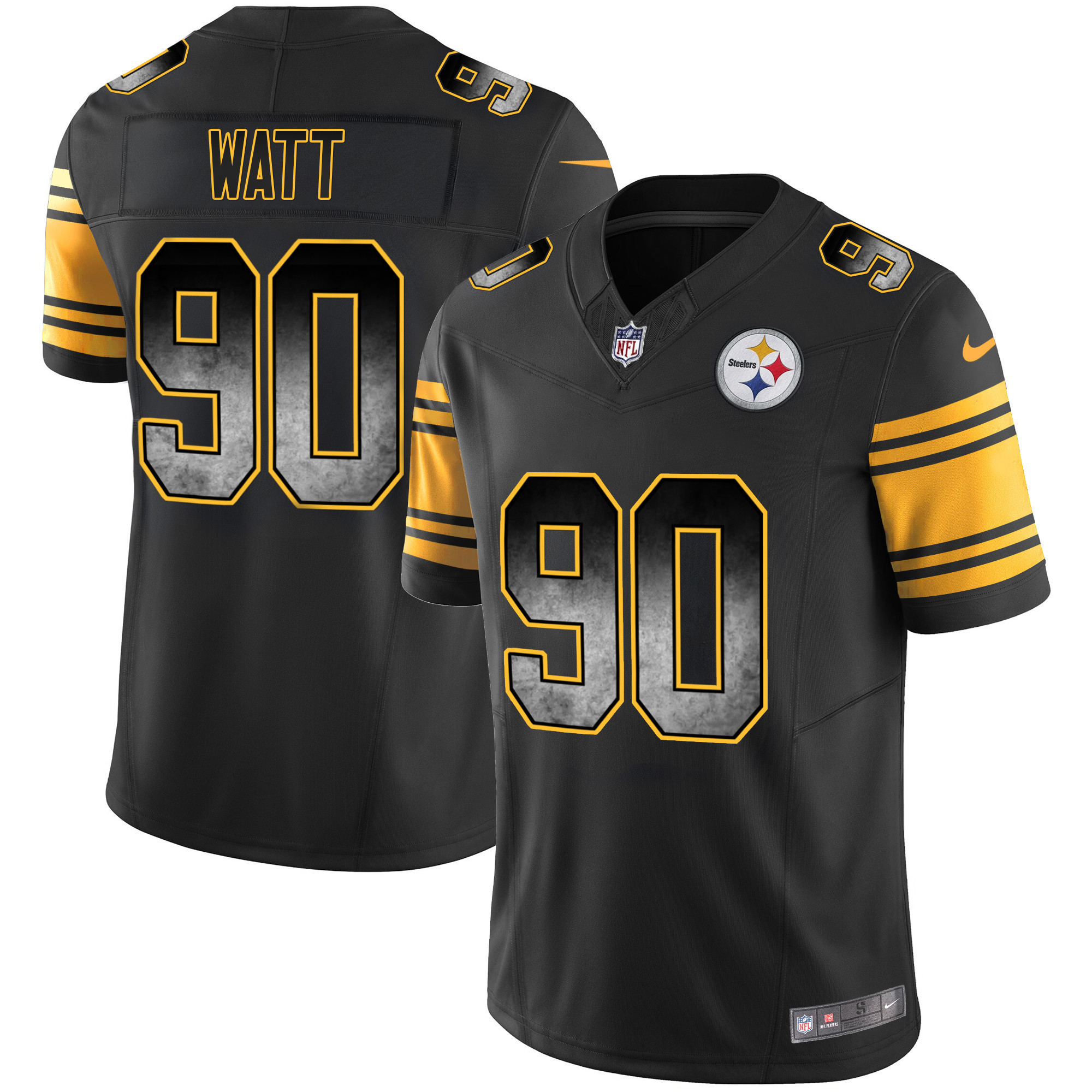 T. J. Watt Men's Pittsburgh Steelers Arch Smoke Vapor Color Rush Jersey - All Stitched