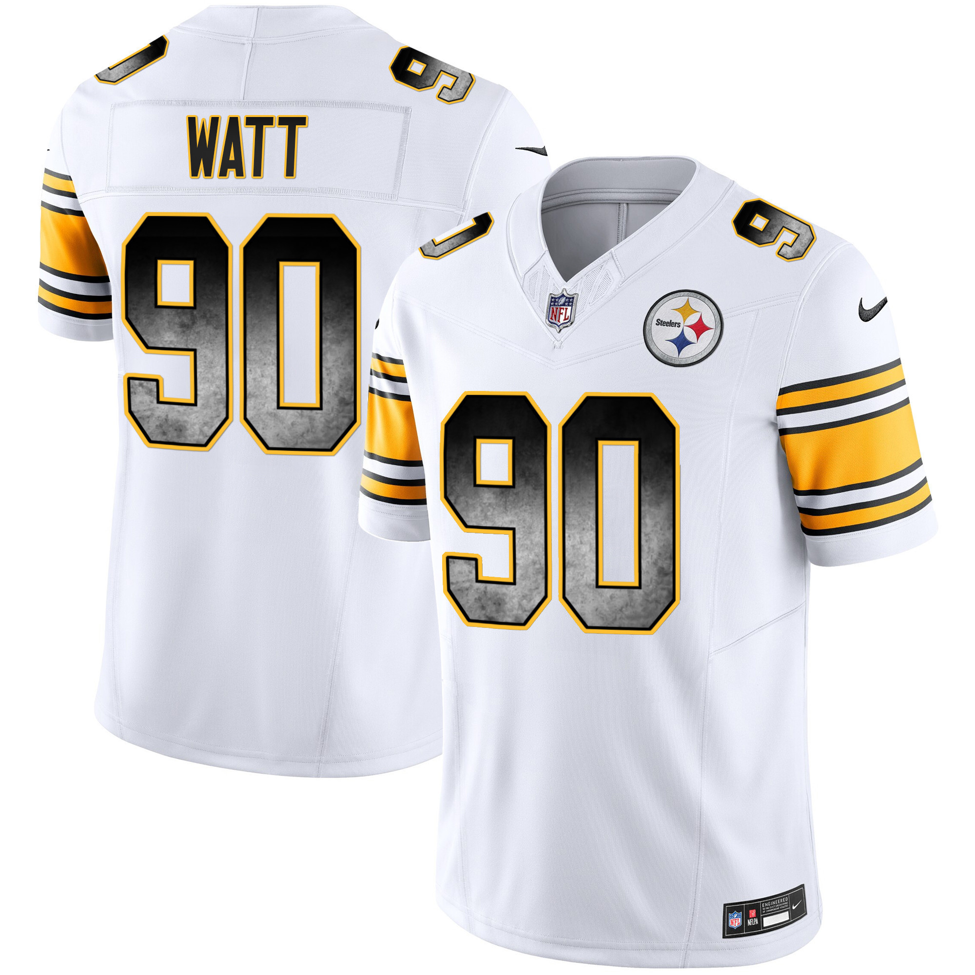 T. J. Watt Men's Pittsburgh Steelers Arch Smoke Vapor White Jersey - All Stitched