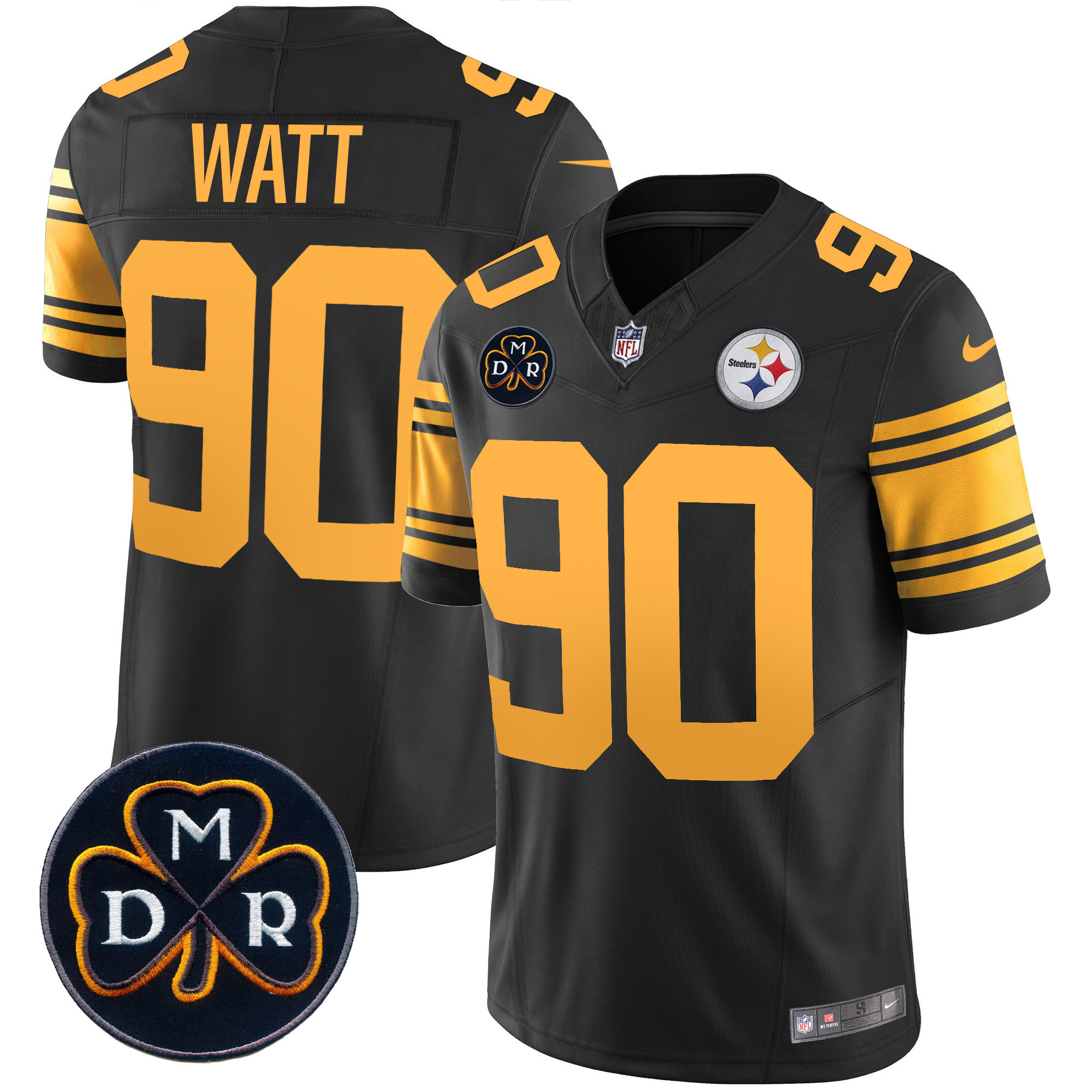 T. J. Watt Men's Pittsburgh Steelers DMR Patch Vapor Limited Color Rush Jersey - All Stitched