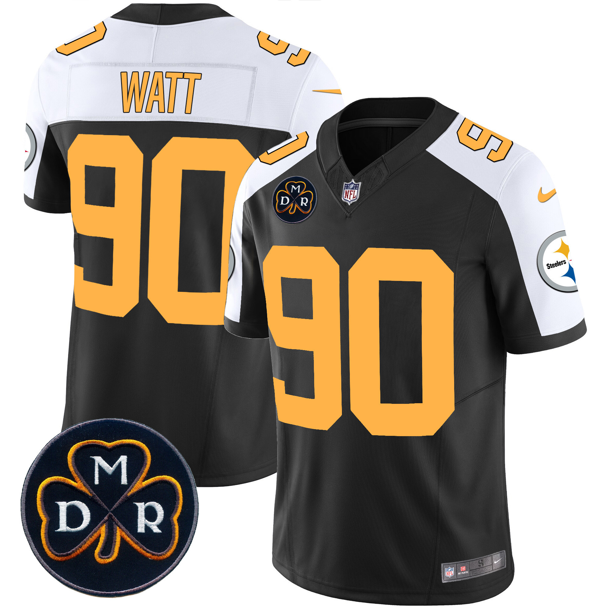 T. J. Watt Men's Pittsburgh Steelers DMR Patch Vapor Limited Rush Alternate Jersey - All Stitched