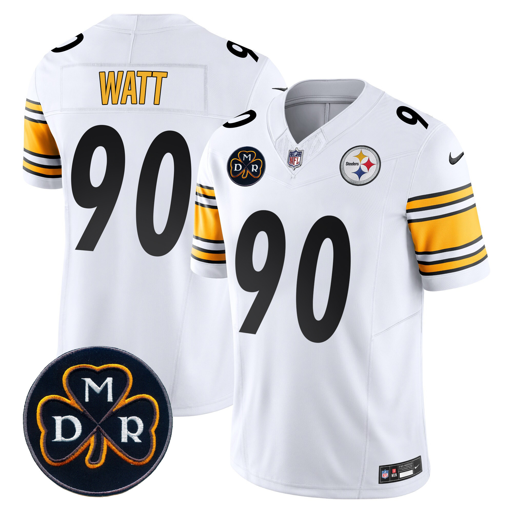 T. J. Watt Men's Pittsburgh Steelers DMR Patch Vapor Limited White Jersey - All Stitched