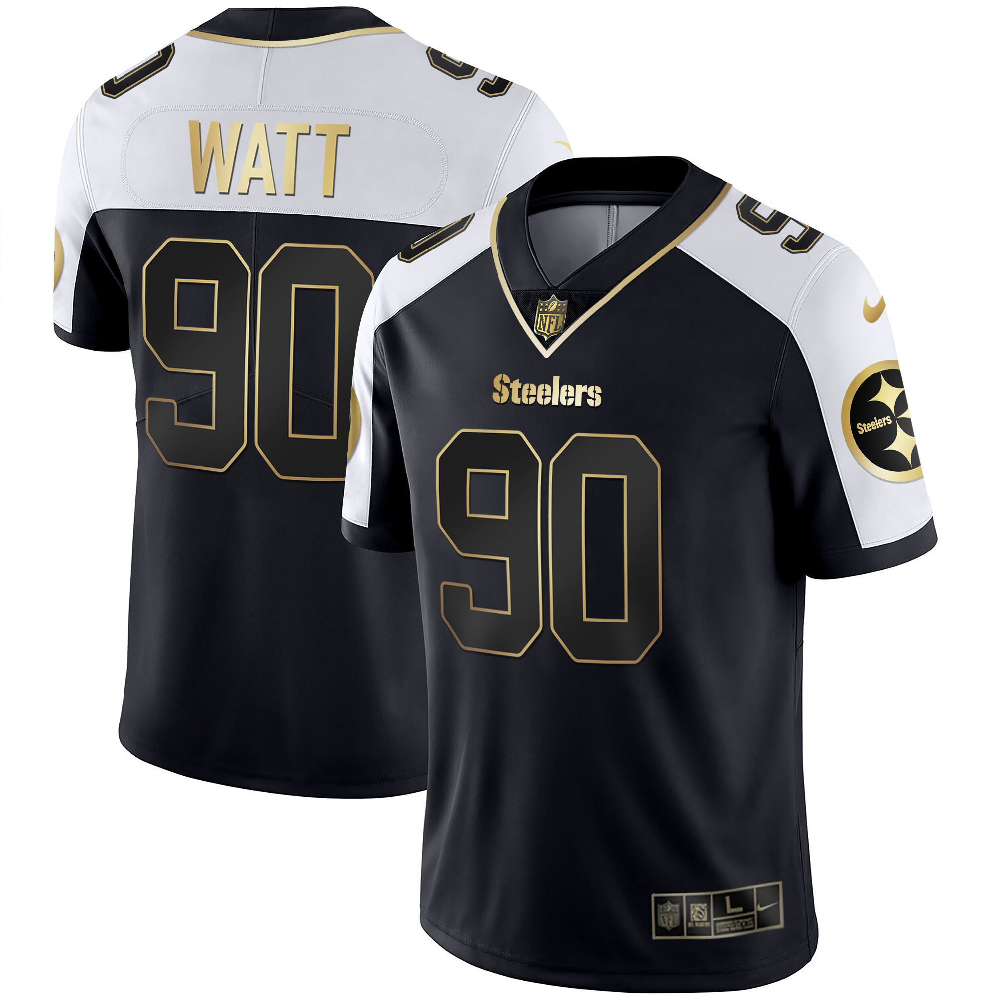 T. J. Watt Men's Pittsburgh Steelers Gold & Split - All Stitched Alternate Jersey - All Stitched