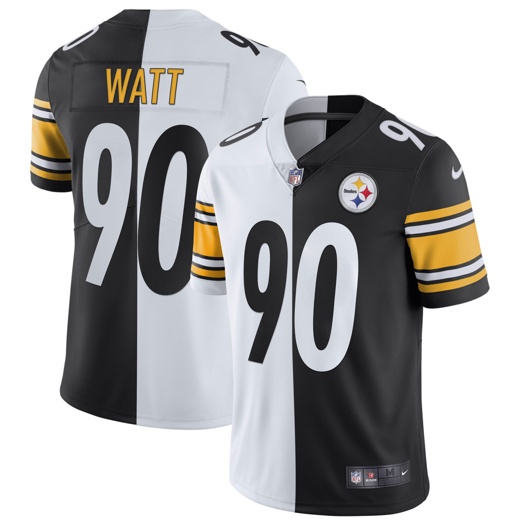 T. J. Watt Men's Pittsburgh Steelers Gold & Split - All Stitched Split Jersey - All Stitched