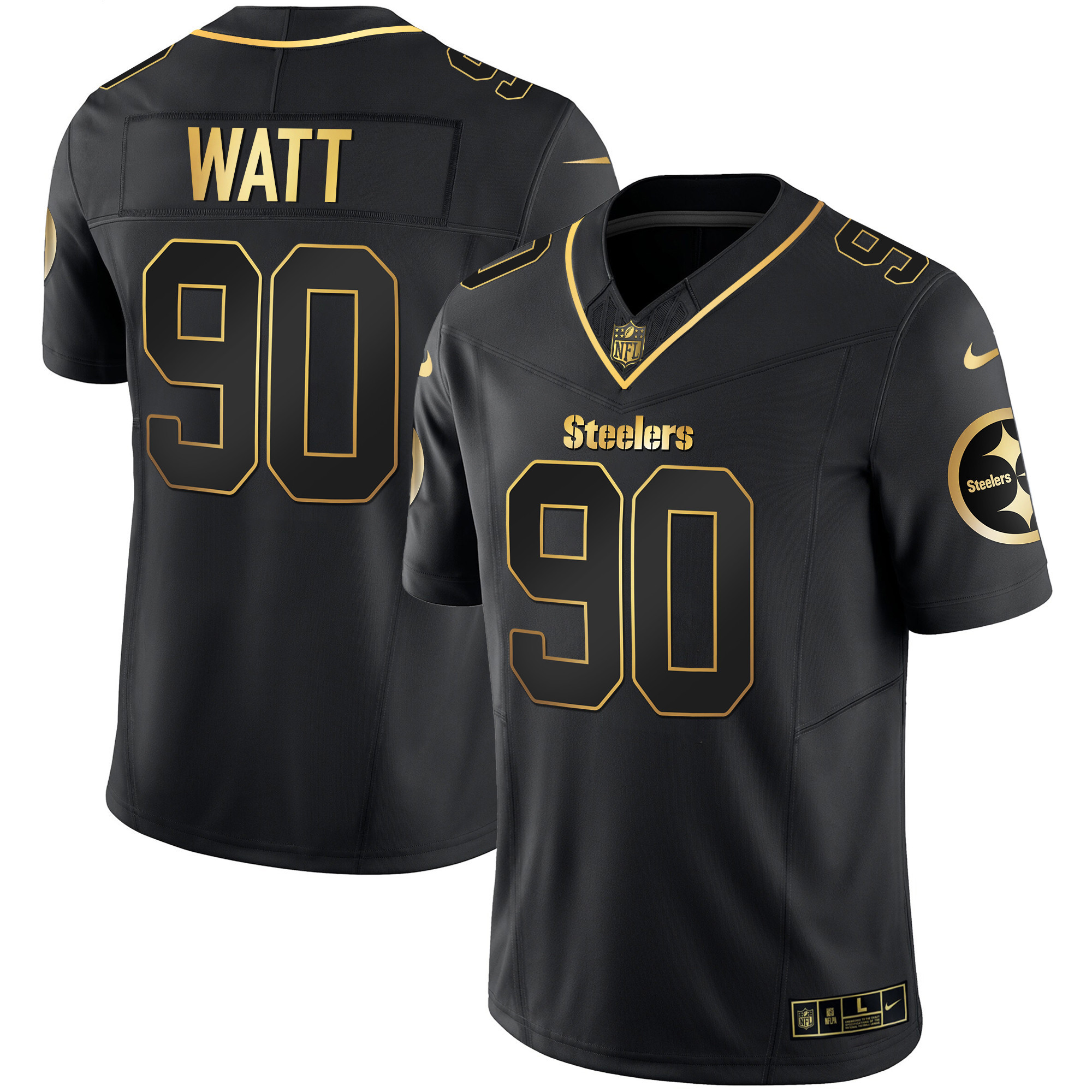 T. J. Watt Men's Pittsburgh Steelers Gold Vapor Black Gold Jersey - All Stitched