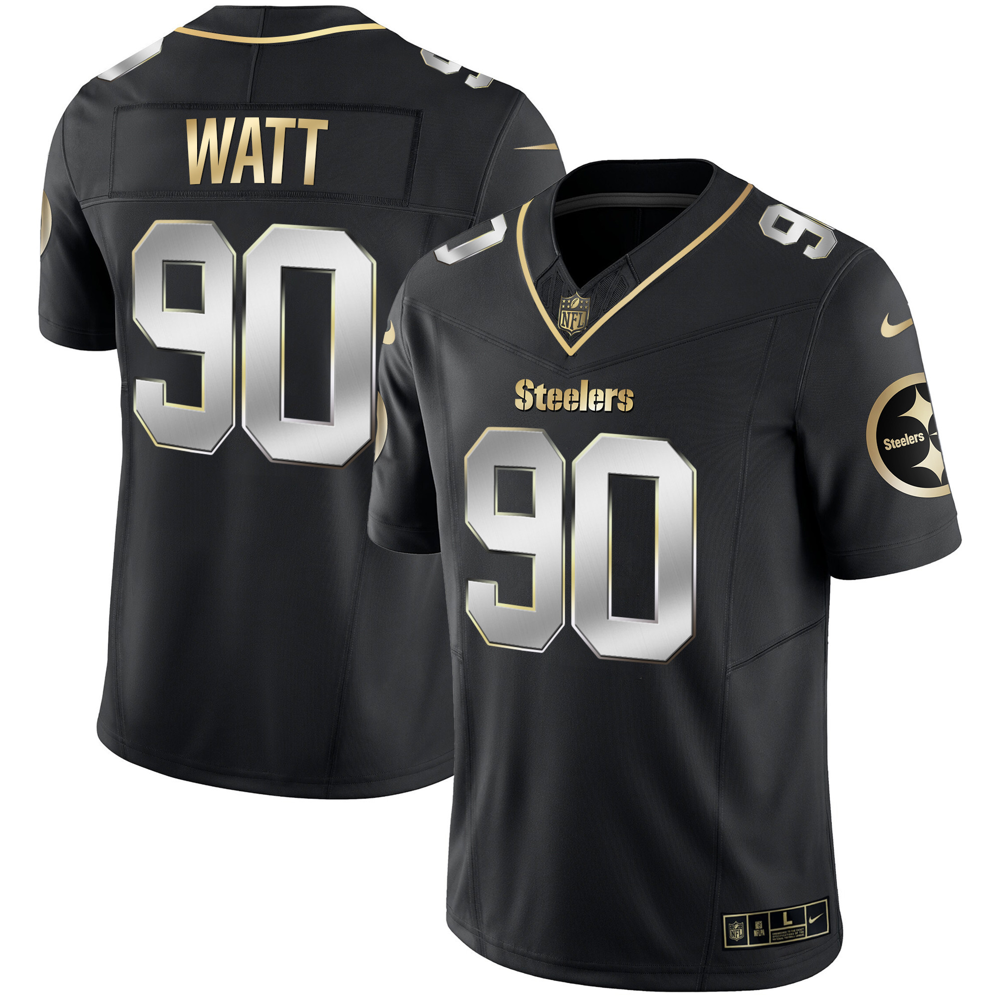 T. J. Watt Men's Pittsburgh Steelers Gold Vapor Black Limited Jersey - All Stitched