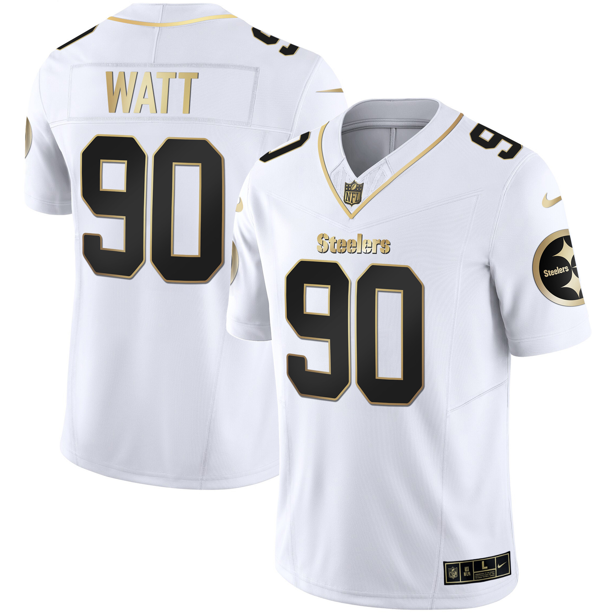 T. J. Watt Men's Pittsburgh Steelers Gold Vapor White Gold Jersey - All Stitched