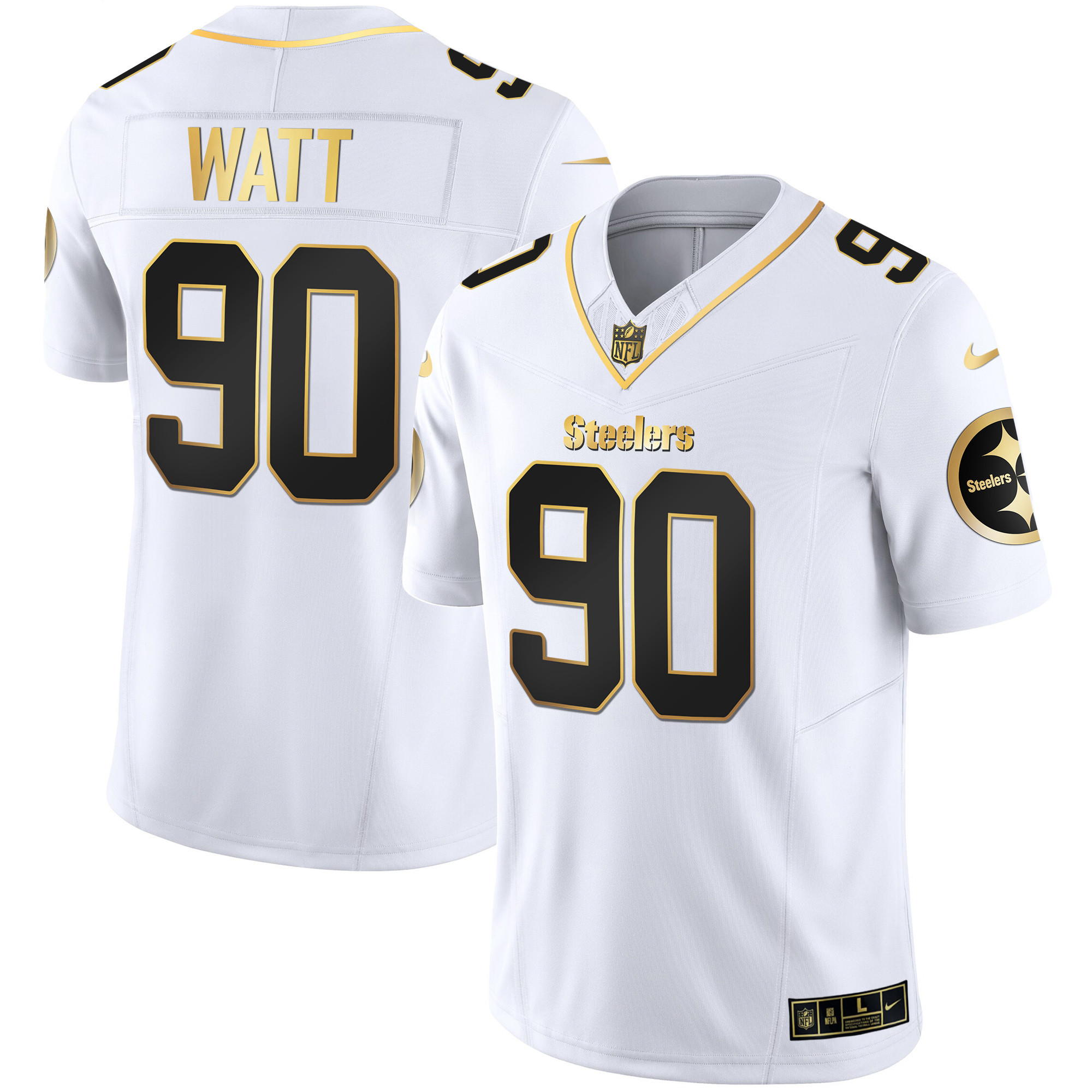 T. J. Watt Men's Pittsburgh Steelers Gold Vapor White Gold Jersey - All Stitched