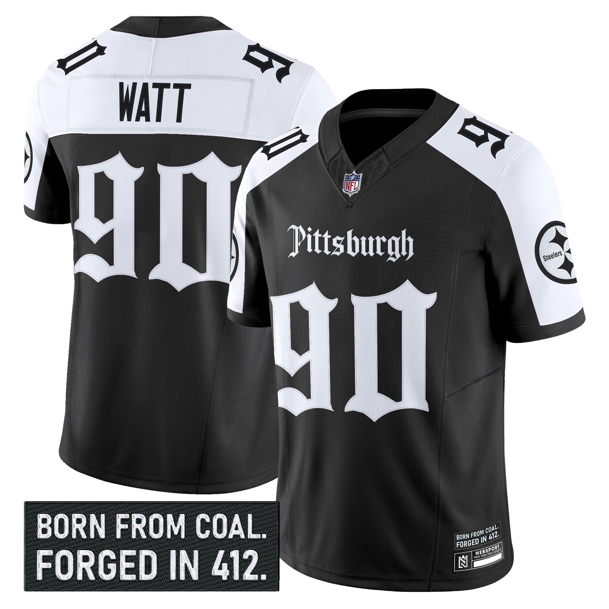 T. J. Watt Men's Pittsburgh Steelers 'Gothic Steel City Edition' Vapor Limited Alternate Jersey - All Stitched