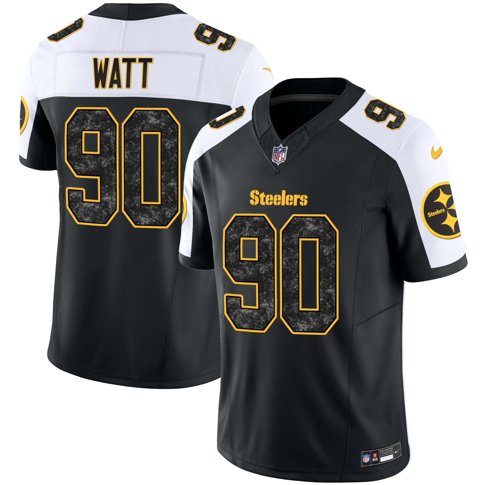 T. J. Watt Men's Pittsburgh Steelers Grunge Vapor Limited Alternate Jersey - All Stitched