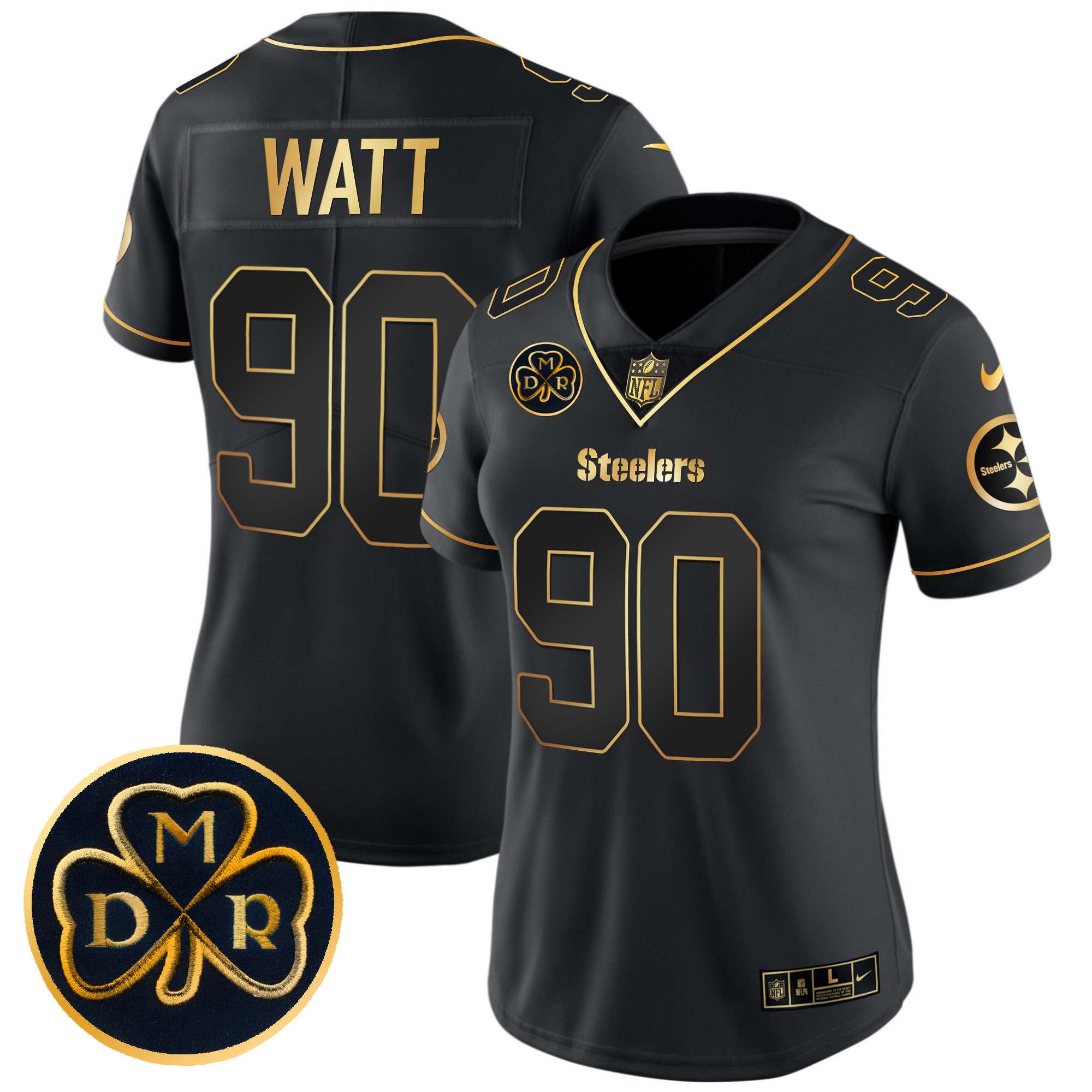 T. J. Watt Women's Pittsburgh Steelers DMR Patch Gold Vapor Limited Black Gold Jersey - All Stitched