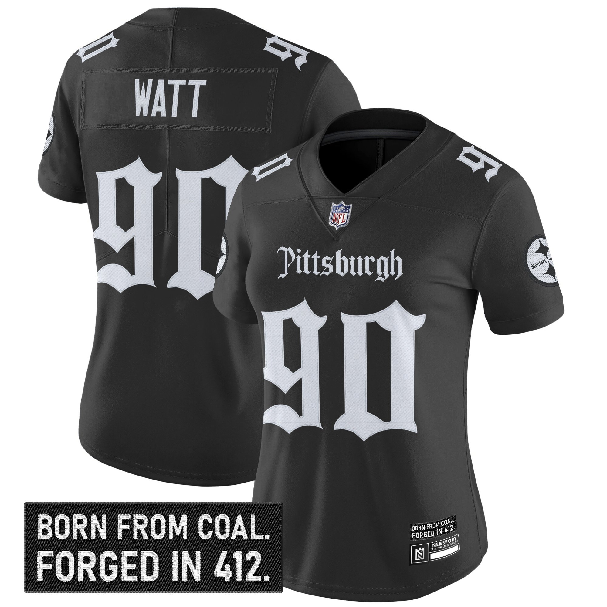 T. J. Watt Women's Pittsburgh Steelers 'Gothic Steel City Edition' Vapor Limited Black Jersey - All Stitched