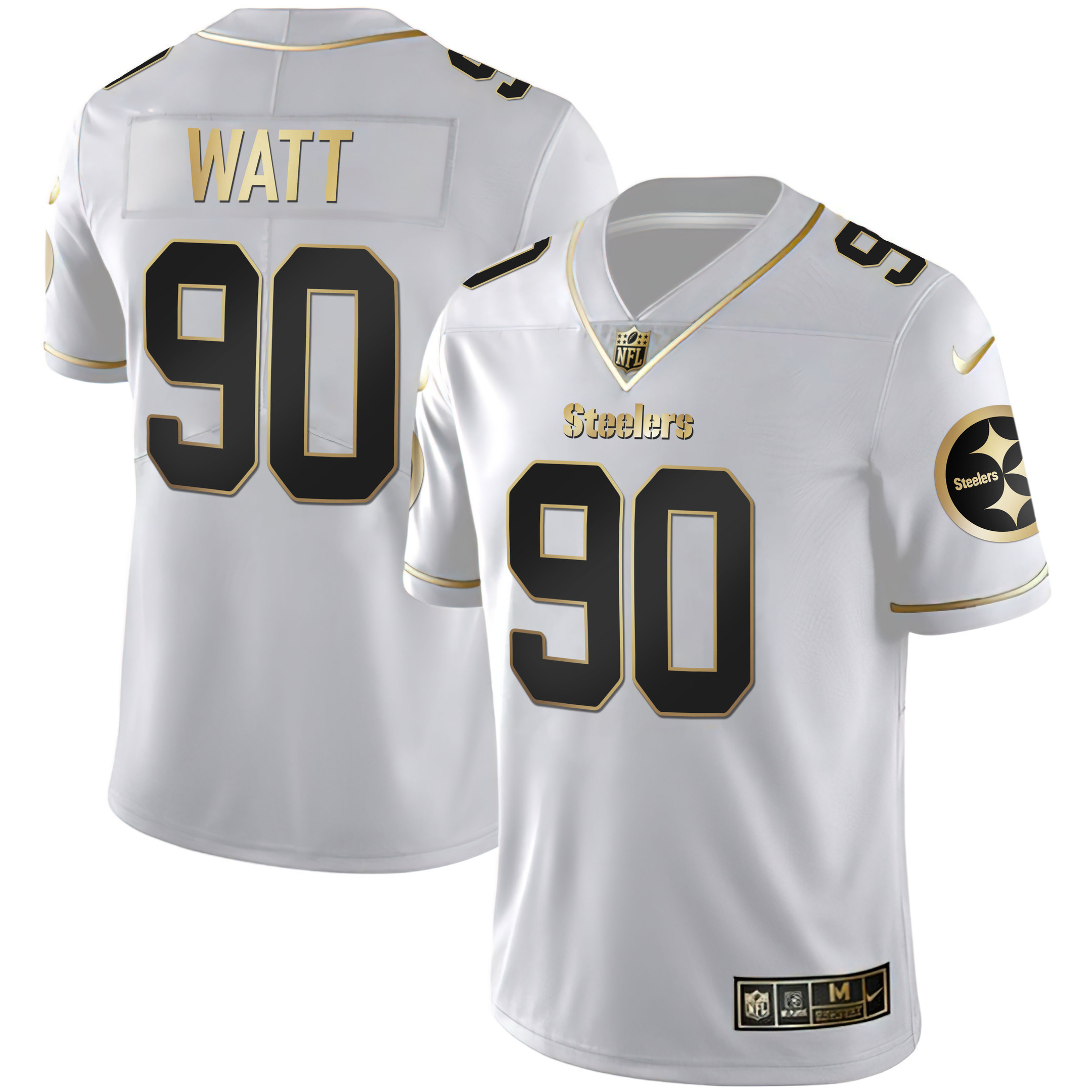 T. J. Watt Youth's Pittsburgh Steelers Gold & Split - All Stitched White Gold Jersey - All Stitched