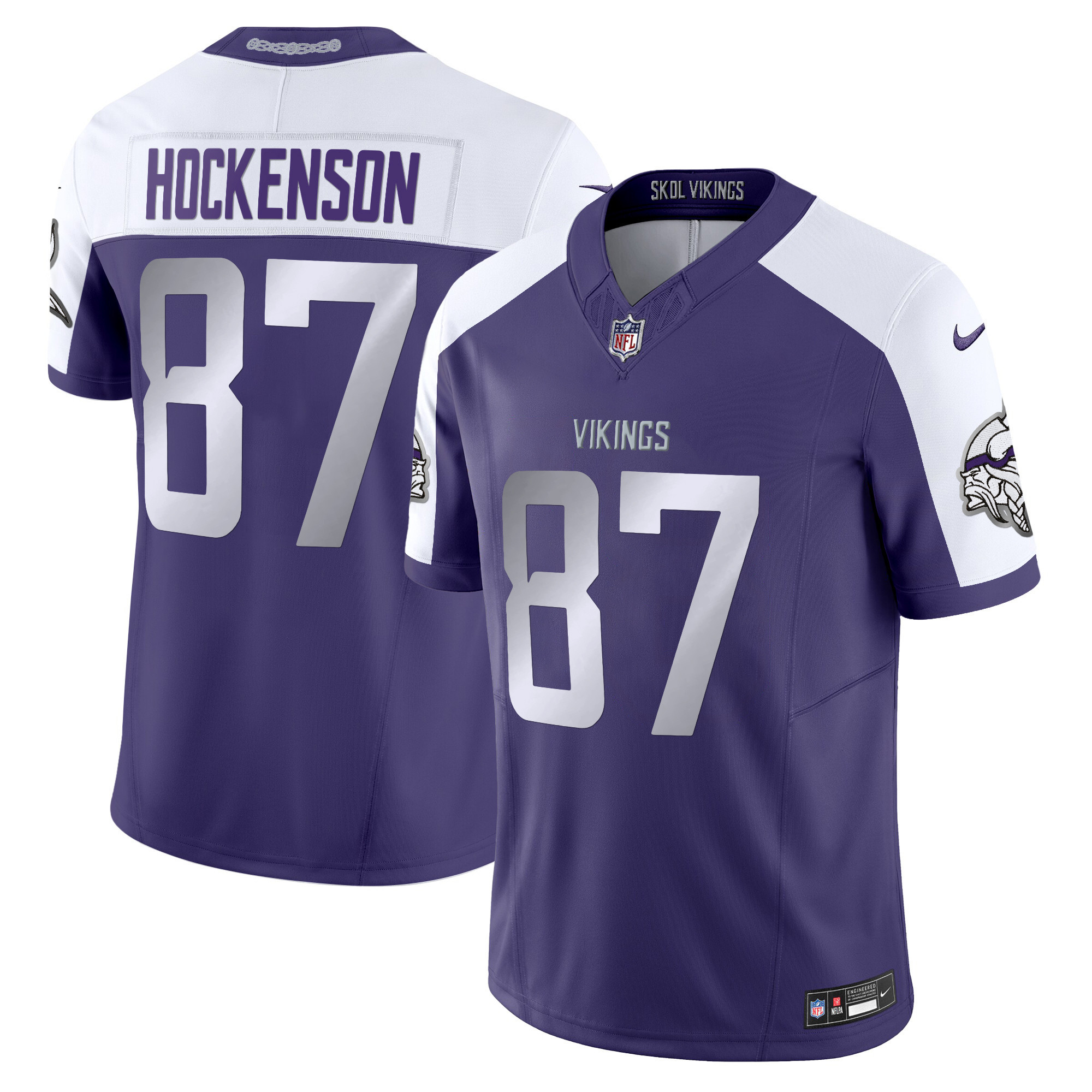 T.J. Hockenson Men's 2024 Minnesota Vikings Winter Warrior Vapor Limited Purple Alternate Jersey - All Stitched