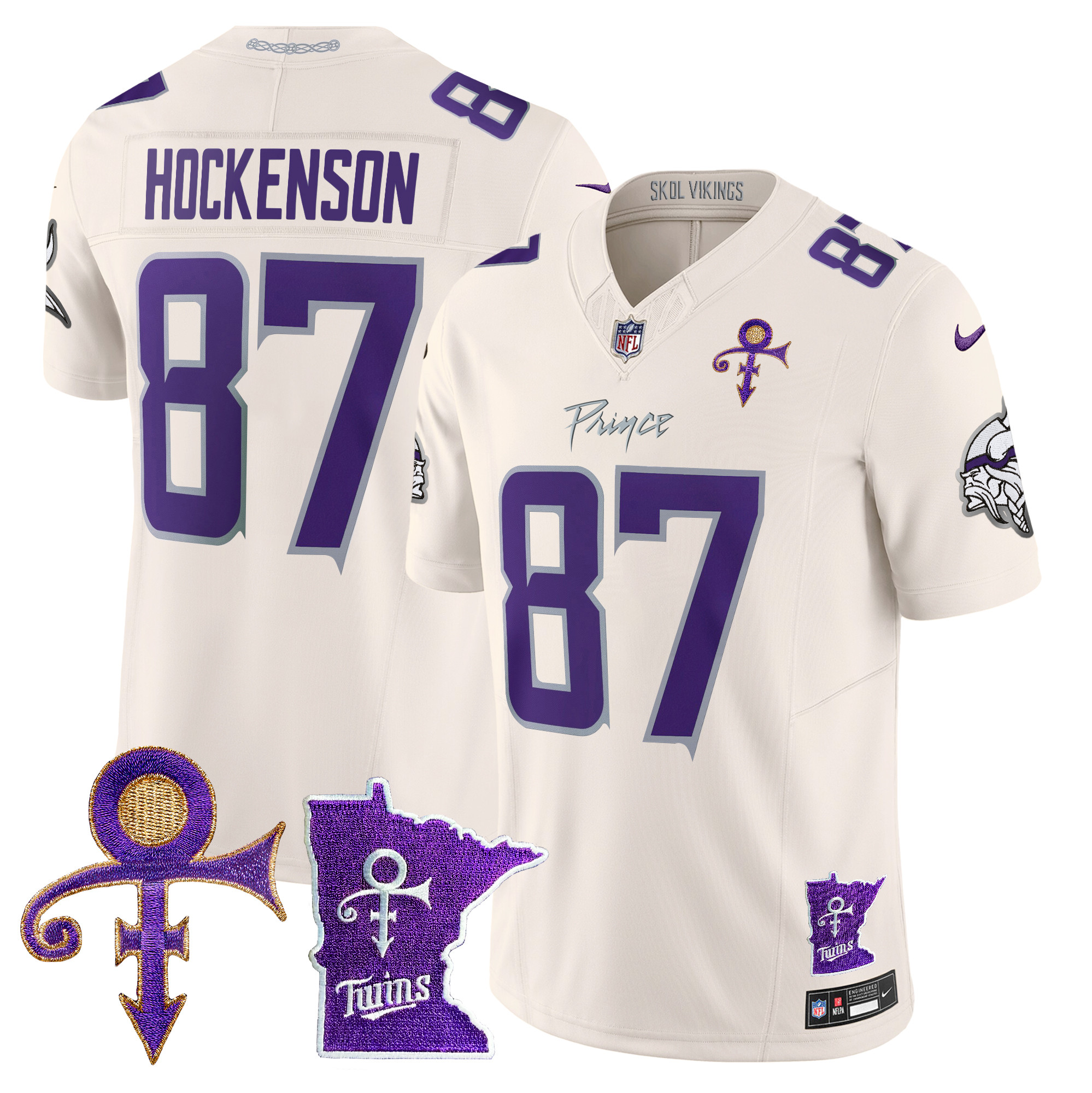 T.J. Hockenson Men's Minnesota Vikings 2024 Prince Vapor Limited Cream Jersey - All Stitched